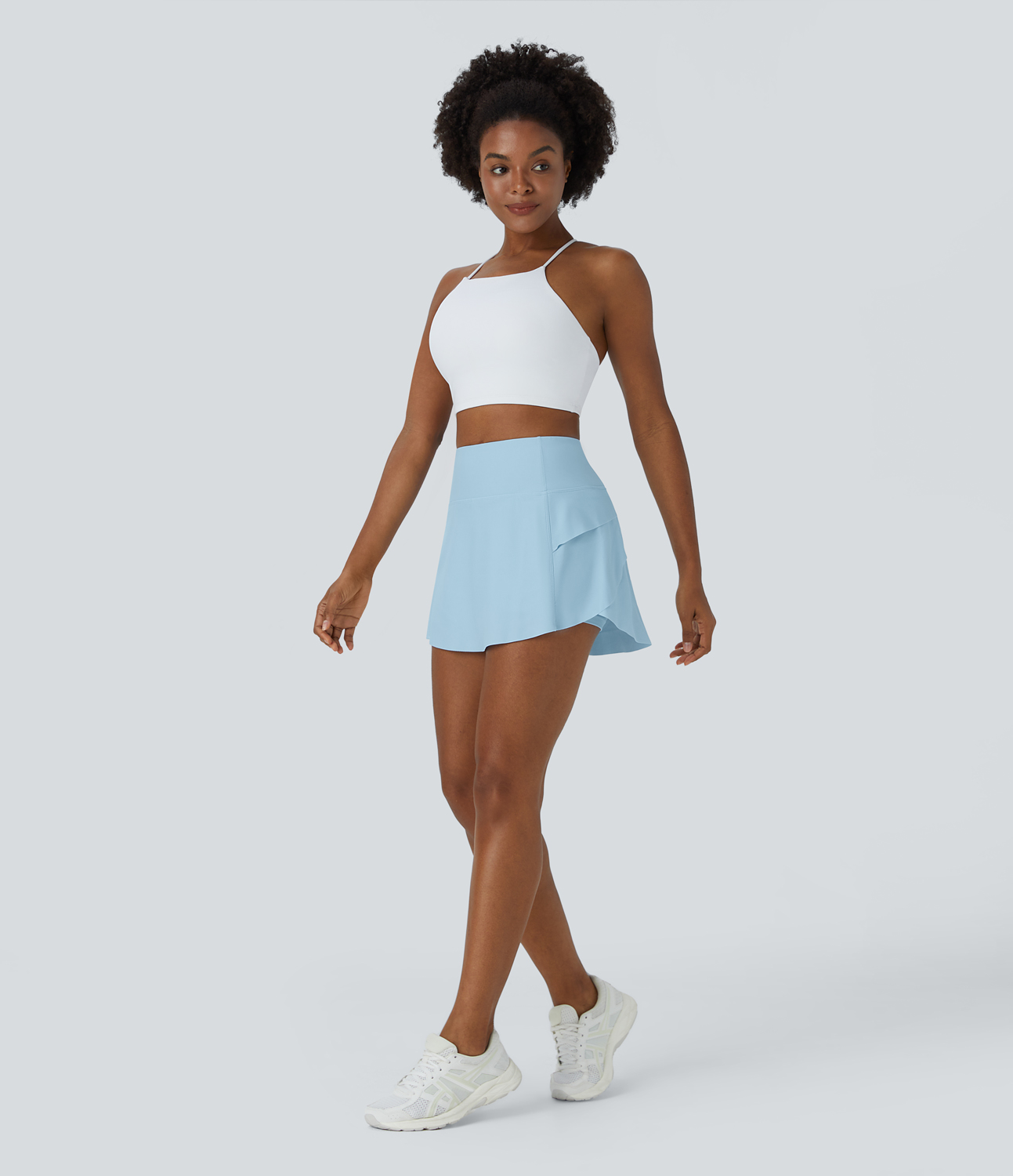 Halara Plain 2-in-1 Back Waistband Pocket Dance Skirt  - Azure Blue Sky - M midi skirt a line skirt golfing skirt pleated tennis skirt 