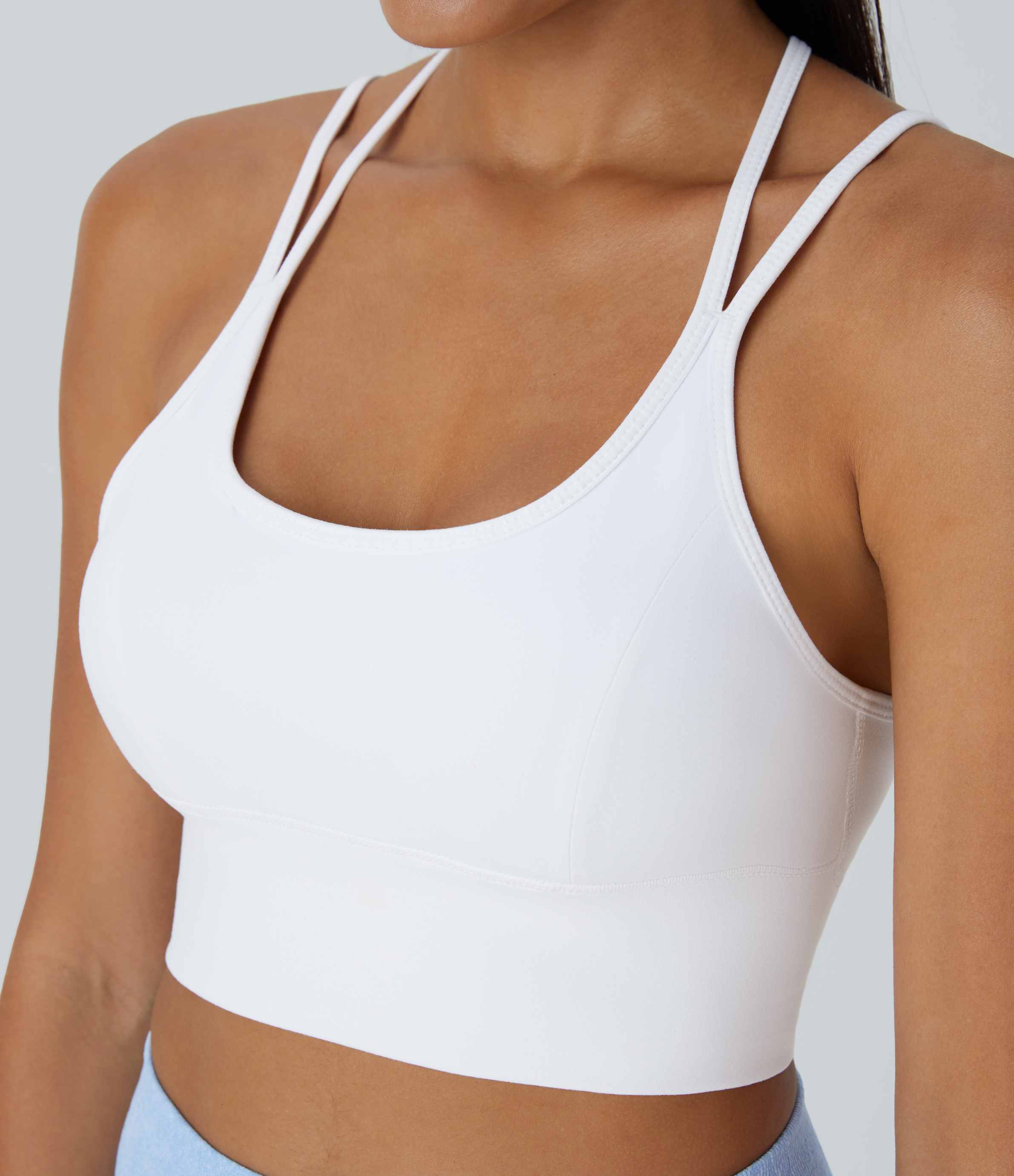 Halara Low Support Crisscross Backless Yoga Sports Bra  - White - S push up bra strapless bra backless bra sticky bra wireless bra 
