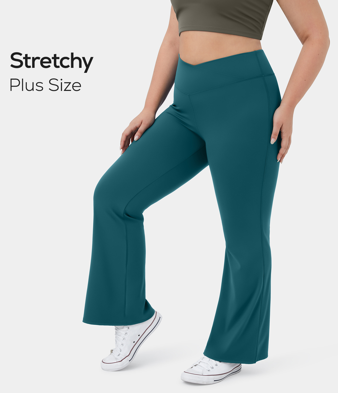 Women s In My Feels High Waisted Crossover Full Length Flare Plus Size 