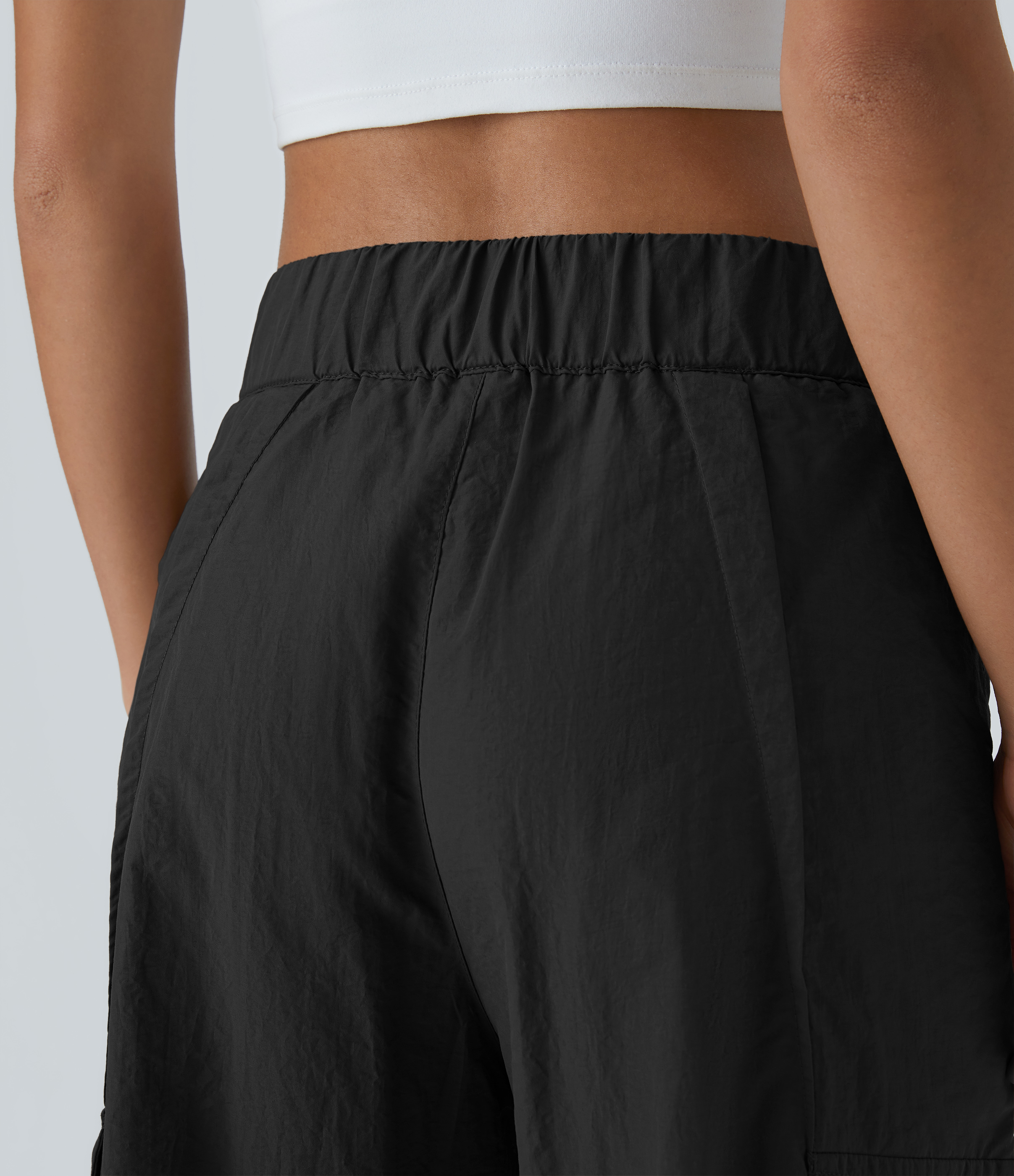 Halara Low Rise Button Zipper Side Pocket Wide Leg Casual Cargo Pants  - Black - L(tall) sweatpants jogger pants stacked sweatpants 