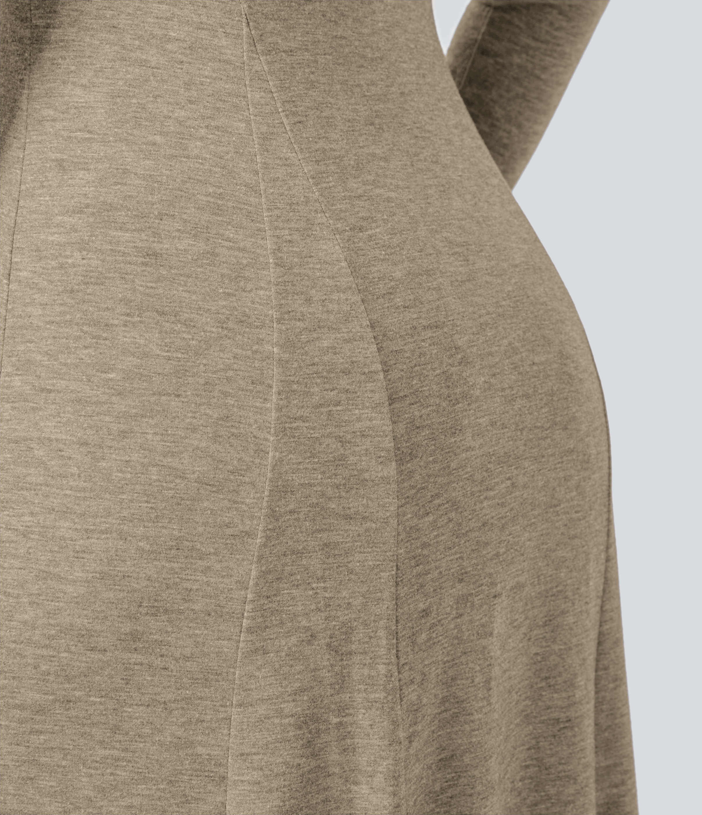 Halara Round Neck Button Long Sleeve Flare Maxi Casual Dress Casual Dress - Khaki Floral Yarn - S slip dress beach dress ruched dress 