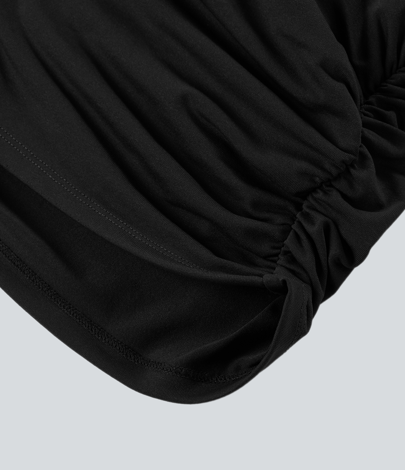 Halara V Neck Cap Sleeve Crossover Ruched Solid Work Blouse  - Black - M 