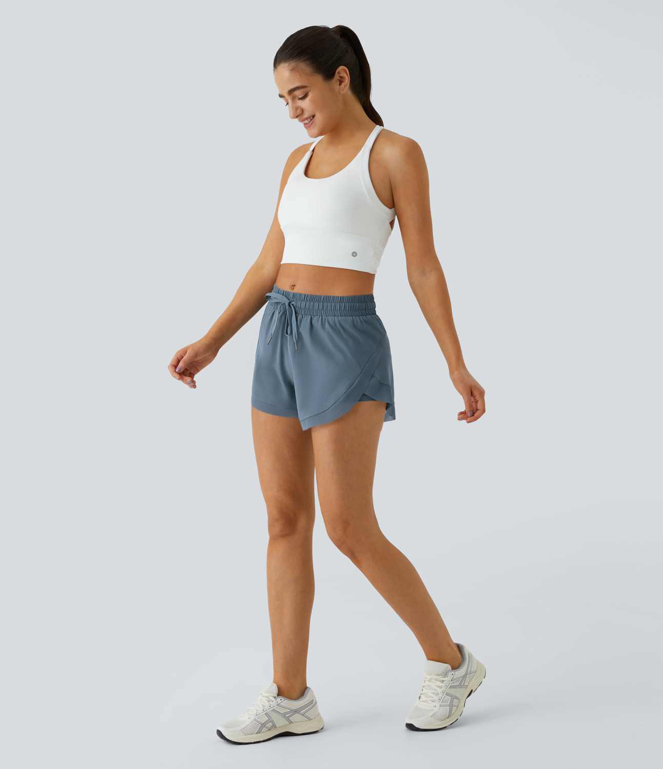 Halara Drawstring Contrast Flowy Mesh 2-in-1 Shorts Gym Short - Indian Teal - XL booty shorts compression shorts yoga shorts 