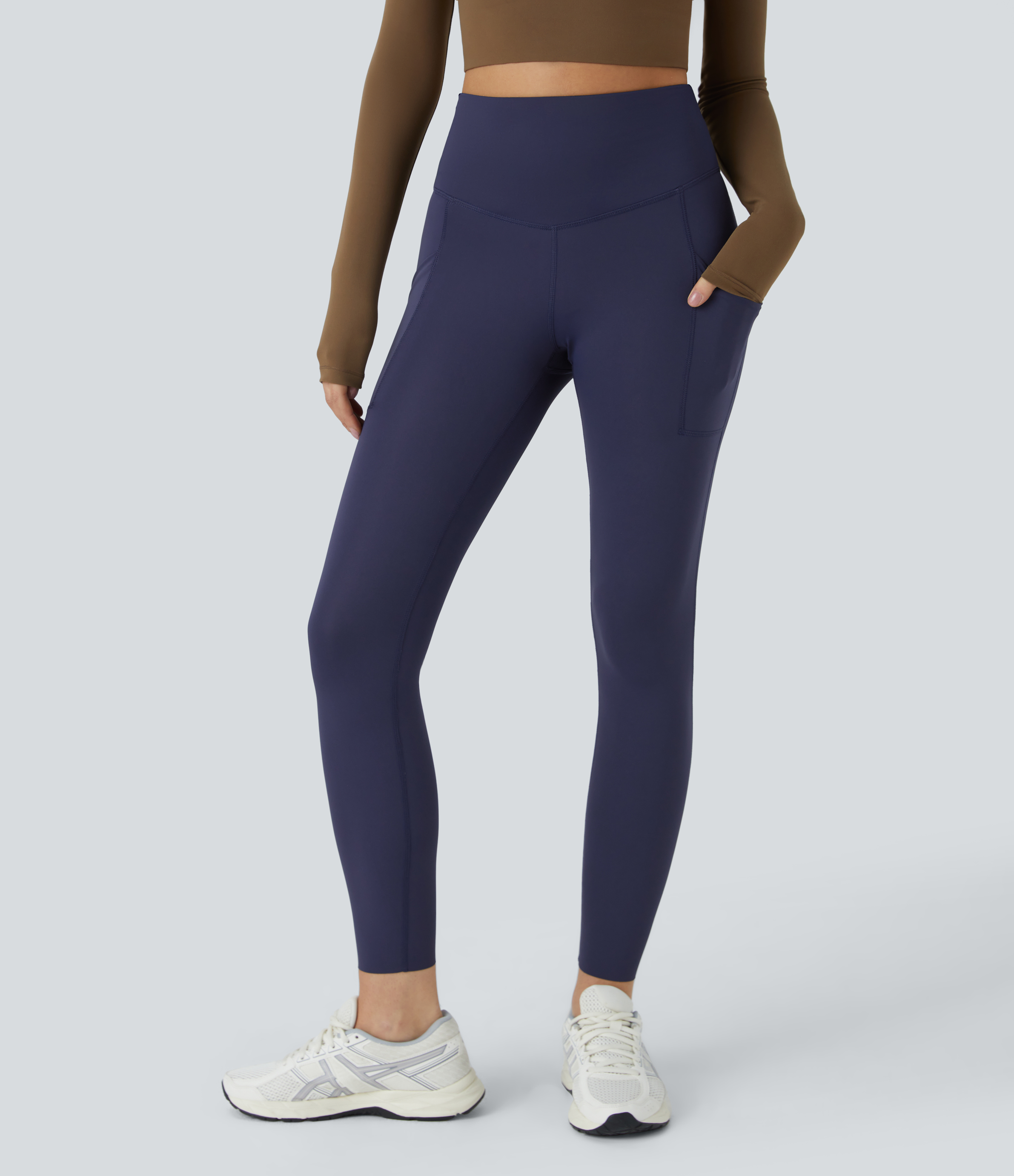 Halara SoCinched Reflective High Waisted Tummy Control Side Pocket Quick Dry 7/8 Running Joggers  - Dawn Purple - XL(7/8) 