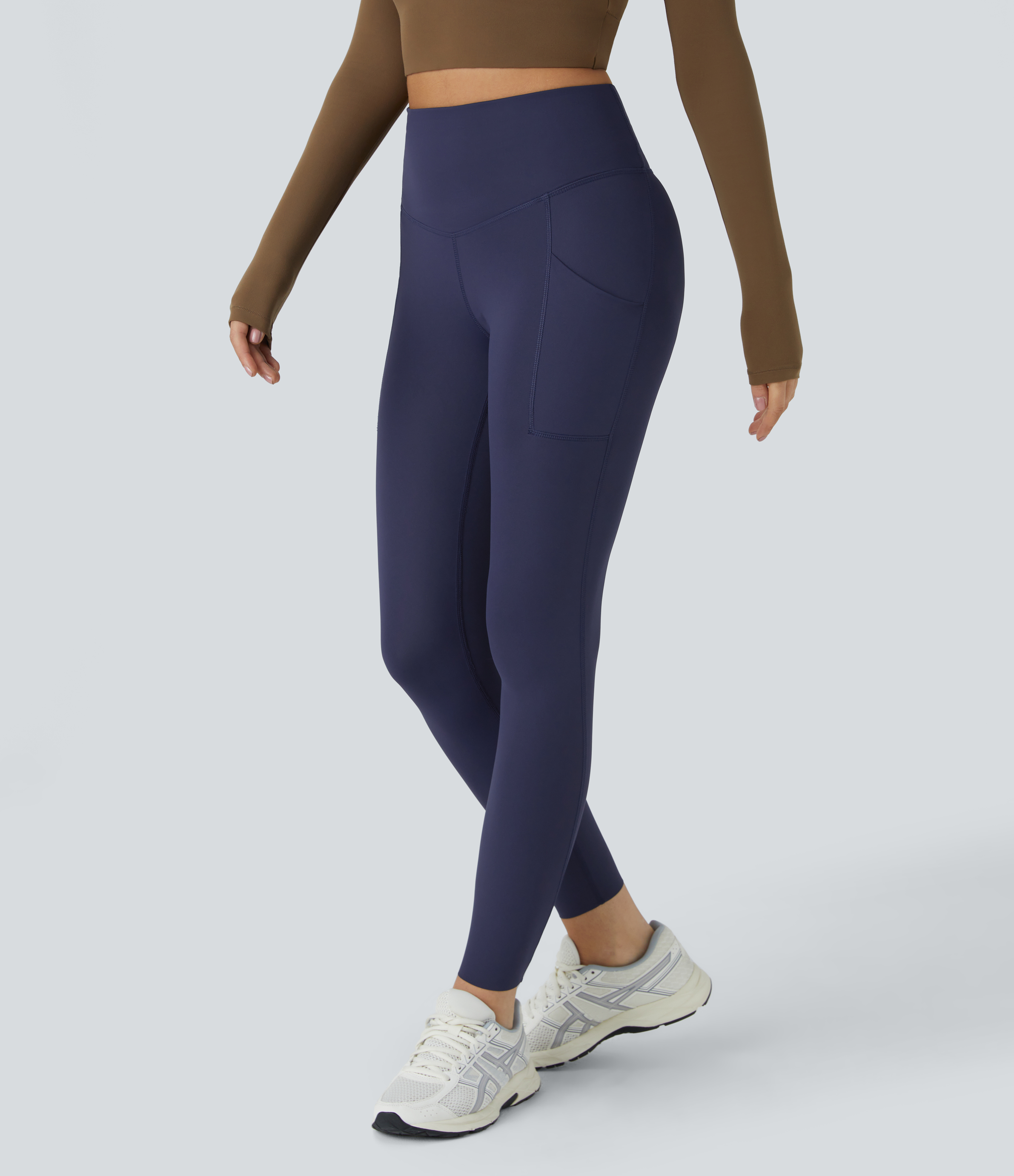 Halara SoCinched Reflective High Waisted Tummy Control Side Pocket Quick Dry 7/8 Running Joggers  - Dawn Purple - XL(7/8) 