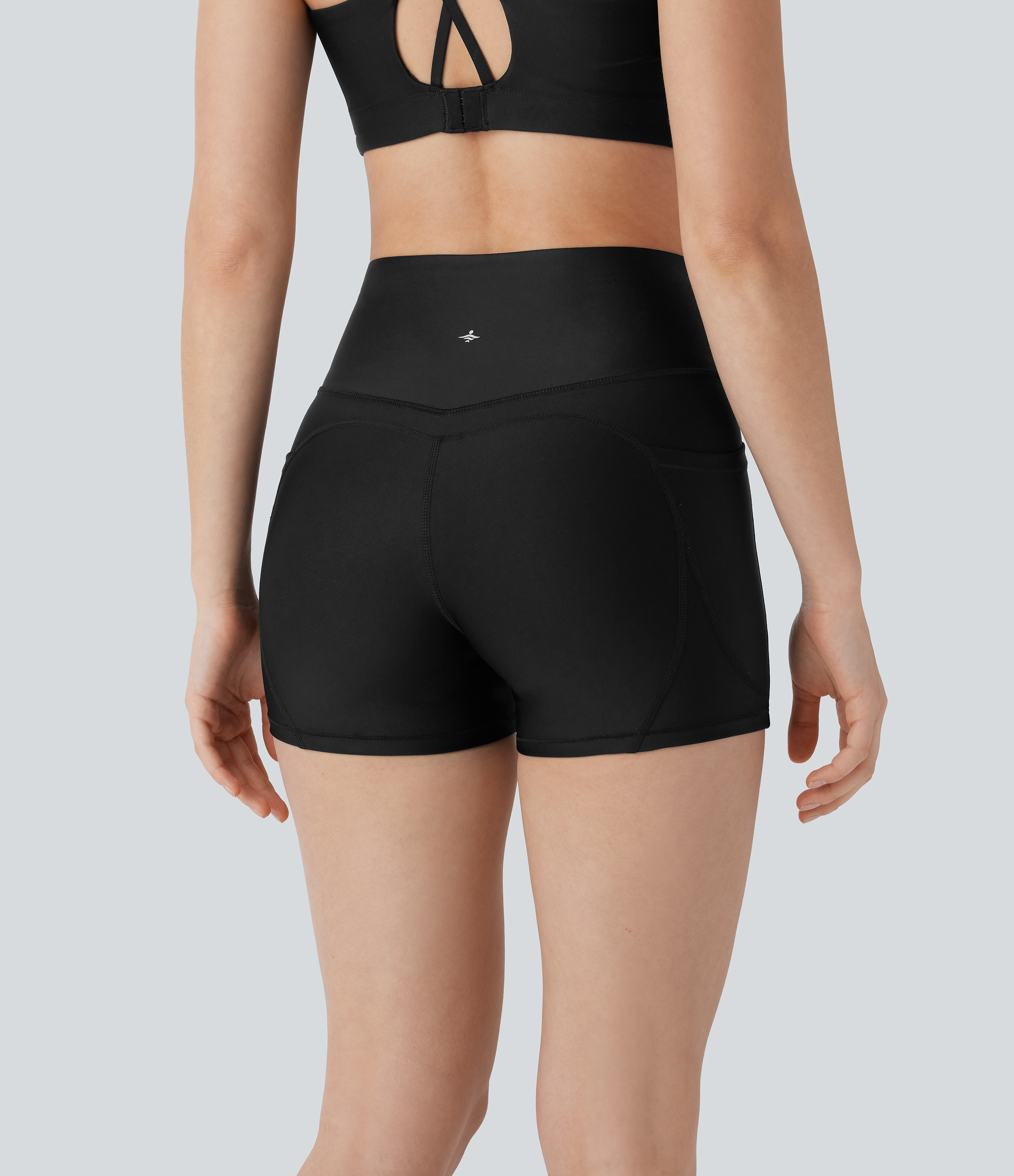 Halara SoCinched High Waisted Tummy Control Side Pocket Sheen Running Biker Shorts 3``  - Black - XS biker shorts women black biker shorts 