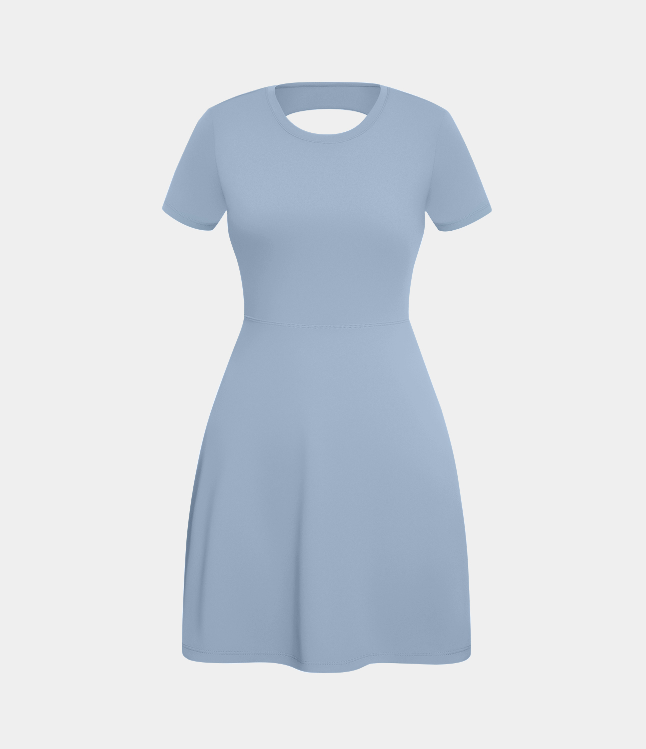 Halara Backless Twisted Cut Out Flare Mini Dance Active Dress - Light Grey Blue - XL