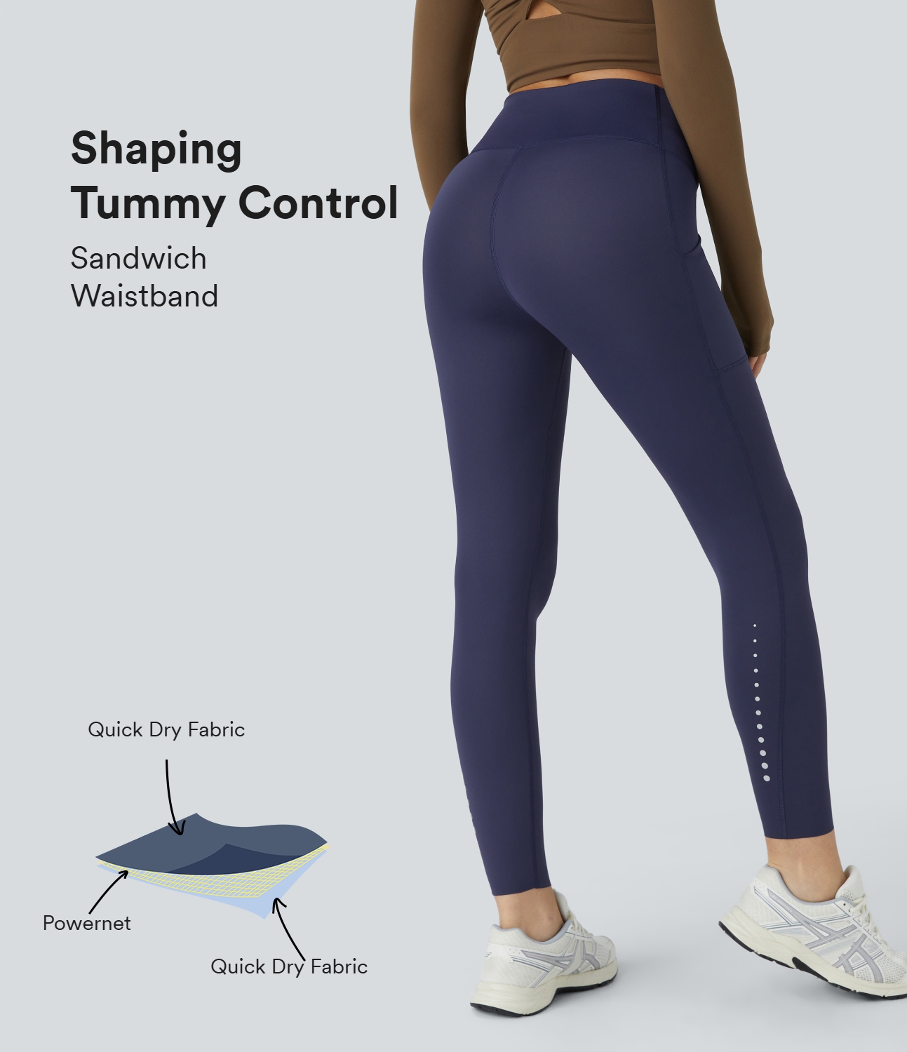 Halara SoCinched Reflective High Waisted Tummy Control Side Pocket Quick Dry 7/8 Running Joggers  - Dawn Purple - XL(7/8) 