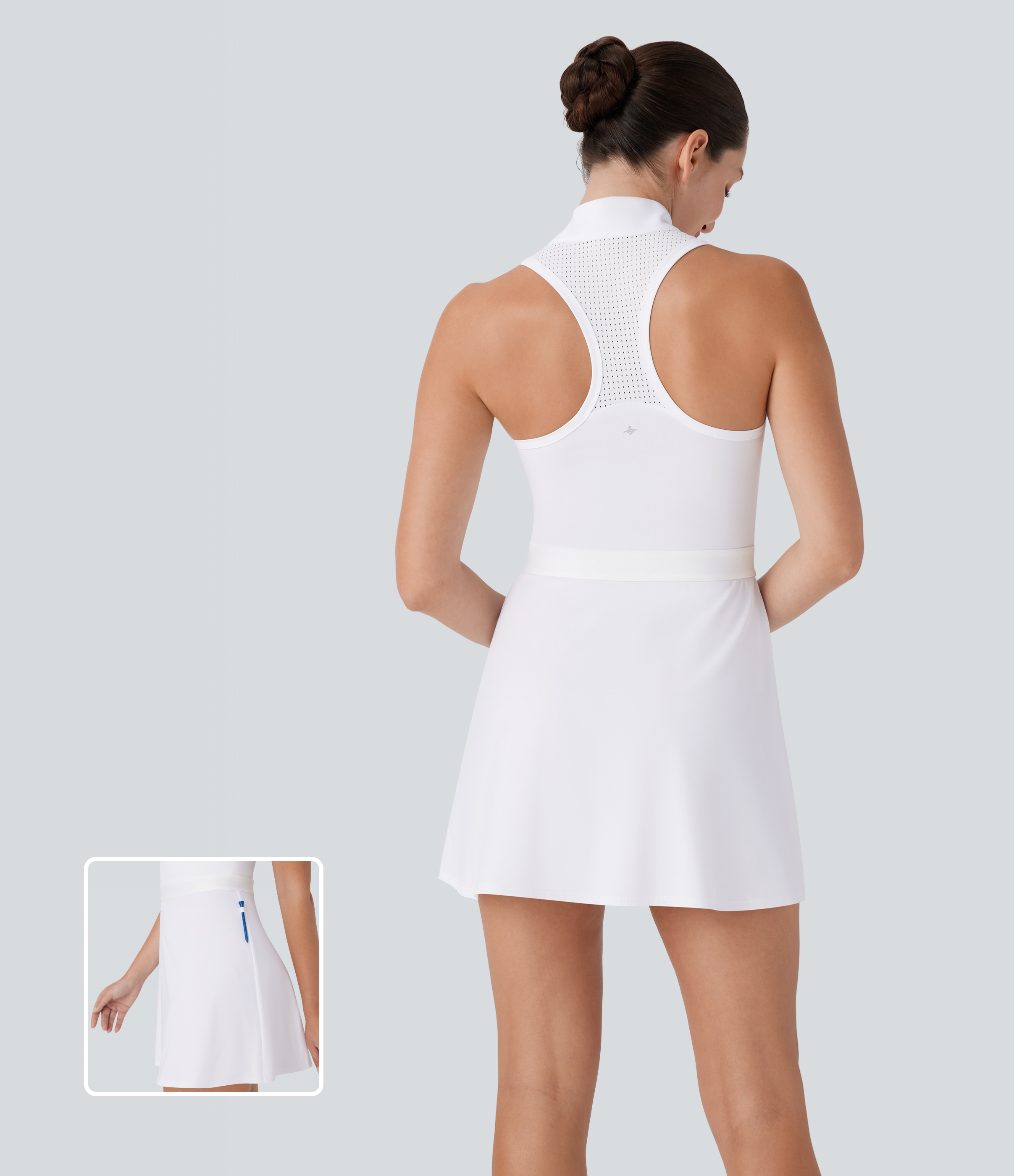 Minigolf-Aktivkleid mit Stehkragen, halbem Reißverschluss, Racerback und Cut-Outs，Cool Touch - schnelltrocknend