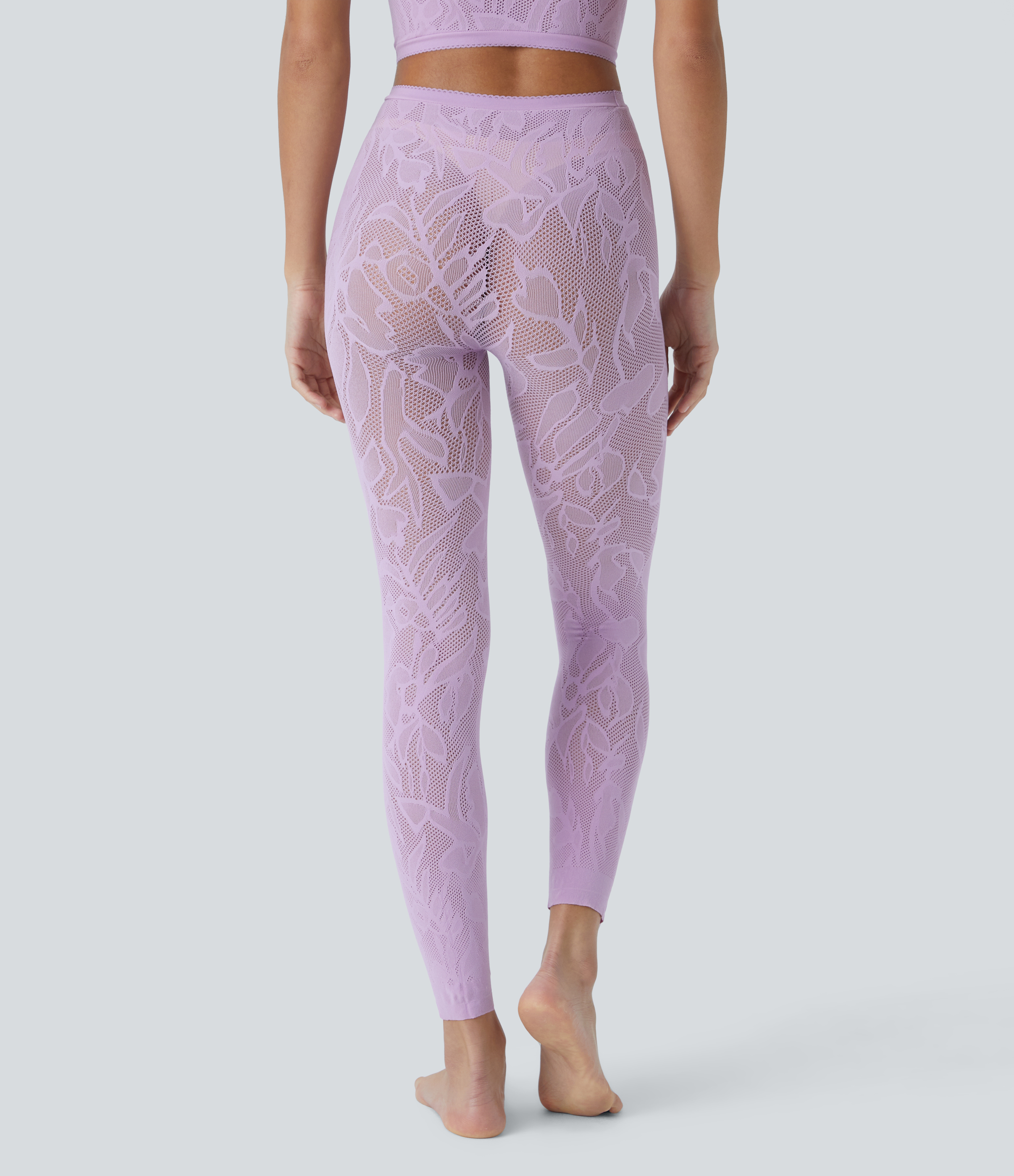 Halara Seamless Flow High Waisted Cut Out Casual 7/8 Leggings  - Misty Purple - One Size 