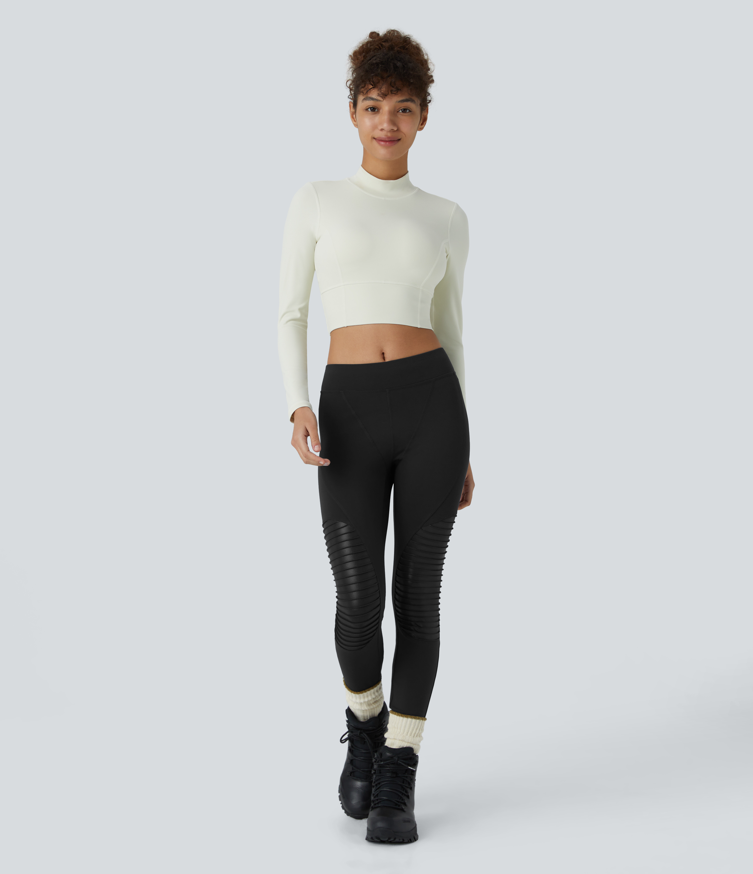 Halara HaloTek Airв„ў Mid Rise Contrast Foil Print 7/8 Casual Moto Leggings  - Black - M(7/8) gym leggings leggings with pockets 