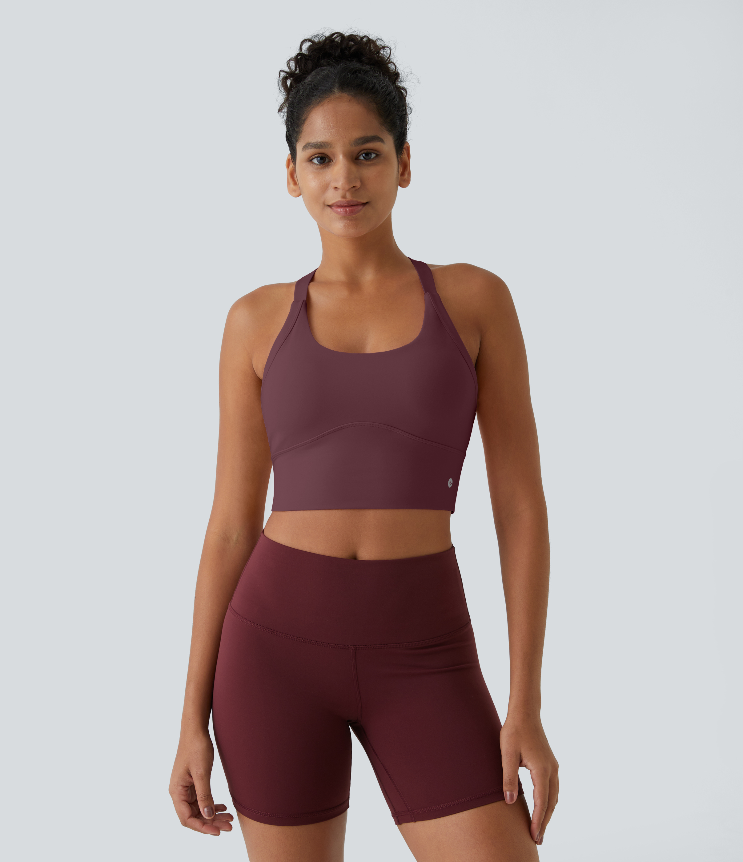 Halara Cloudfulв„ў Fabric Backless Cut Out Twisted Cropped Yoga Tank Top Tank Top - Red Mahogany - L golf tops halter top tunic tops 