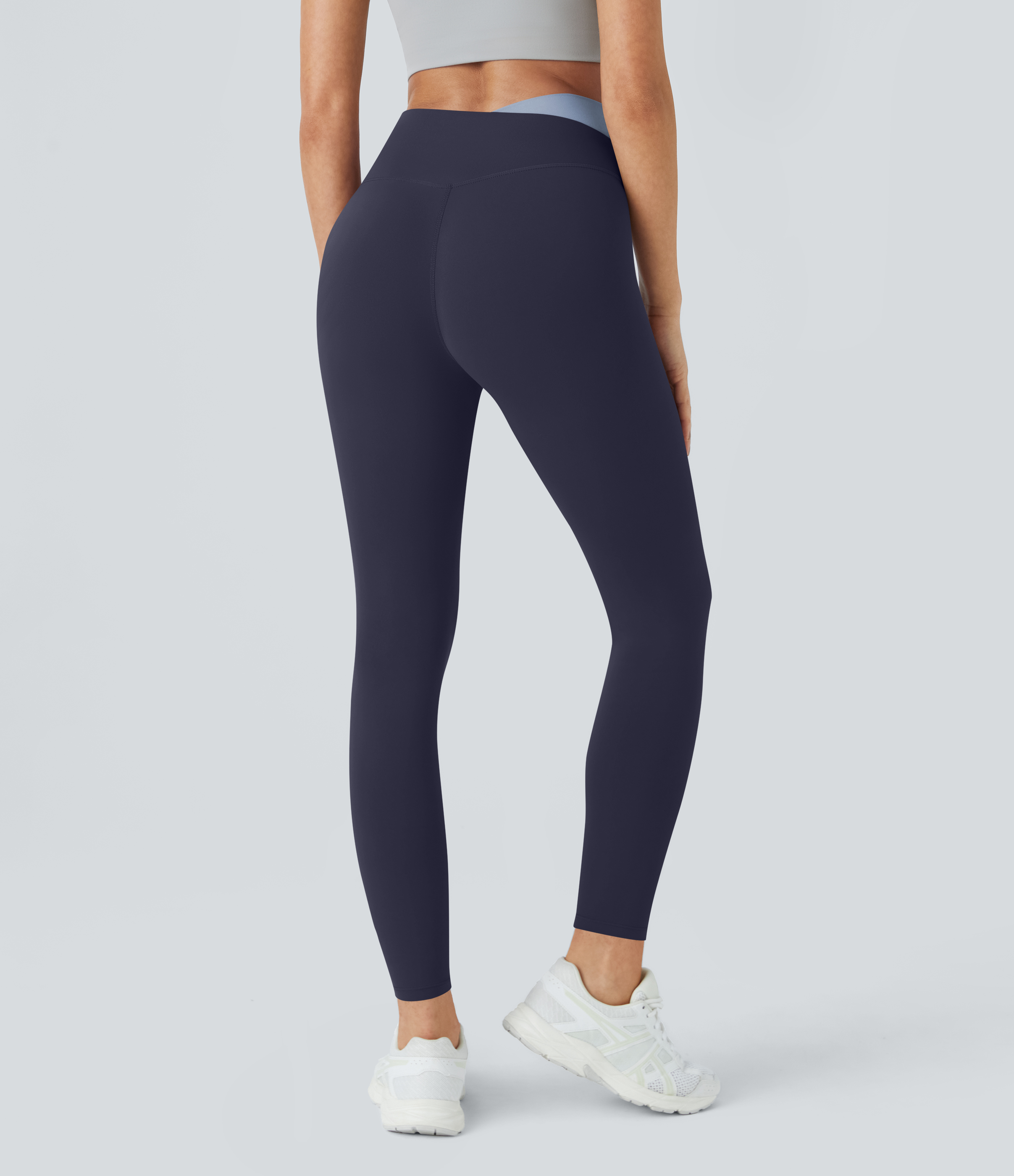 Halara Cloudfulв„ў Fabric Crossover Color Block 7/8 Leggings  - Peacoat - XS gym leggings leggings with pockets leggings with butt lift 