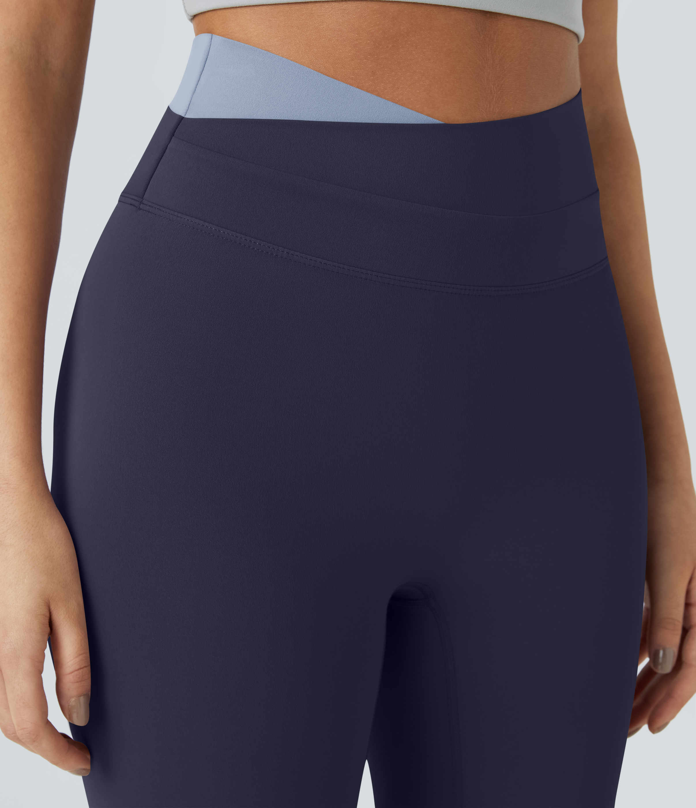 Halara Cloudfulв„ў Fabric Crossover Color Block 7/8 Leggings  - Peacoat - XS gym leggings leggings with pockets leggings with butt lift 