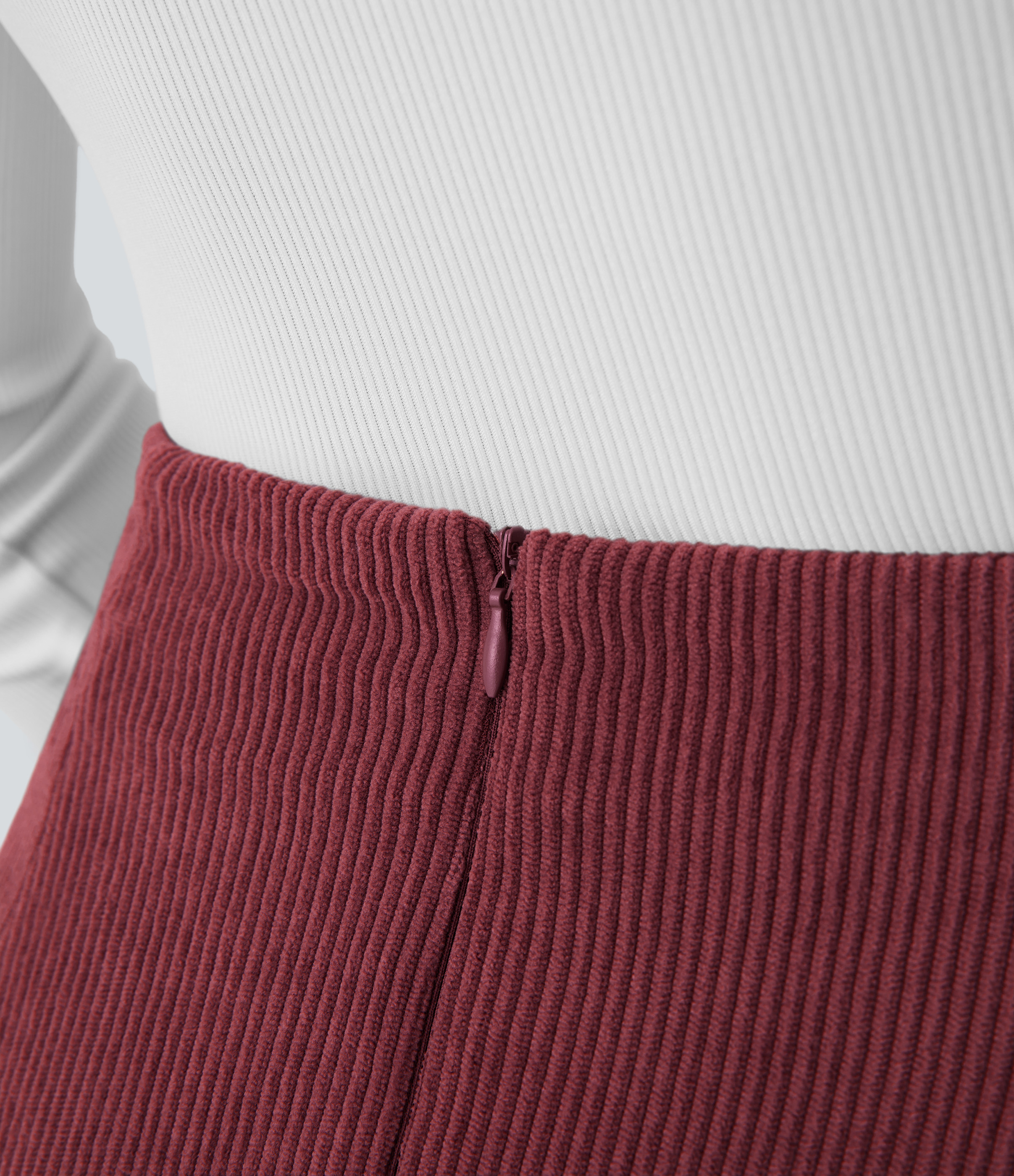 Halara High Waisted Invisible Zipper 2-in-1 A Line Mini Corduroy Casual Skirt  - Pomegranate - XL(regular) 