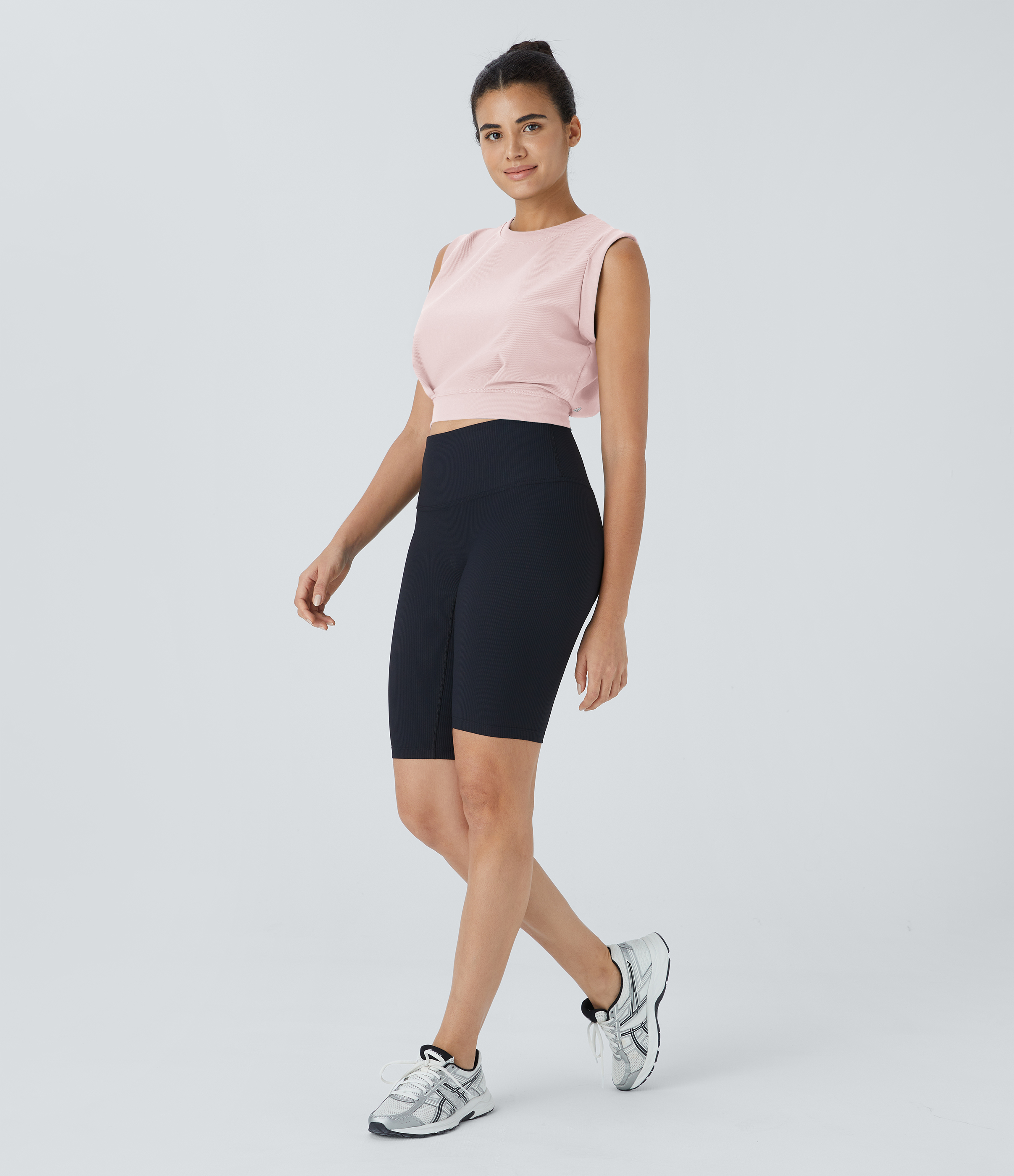 Halara Patitoffв„ў Flow Pet Hair Resistant Crew Neck Sleeveless Cropped Yoga Tank Top Tank Top - Primrose Pink - S golf tops halter top 