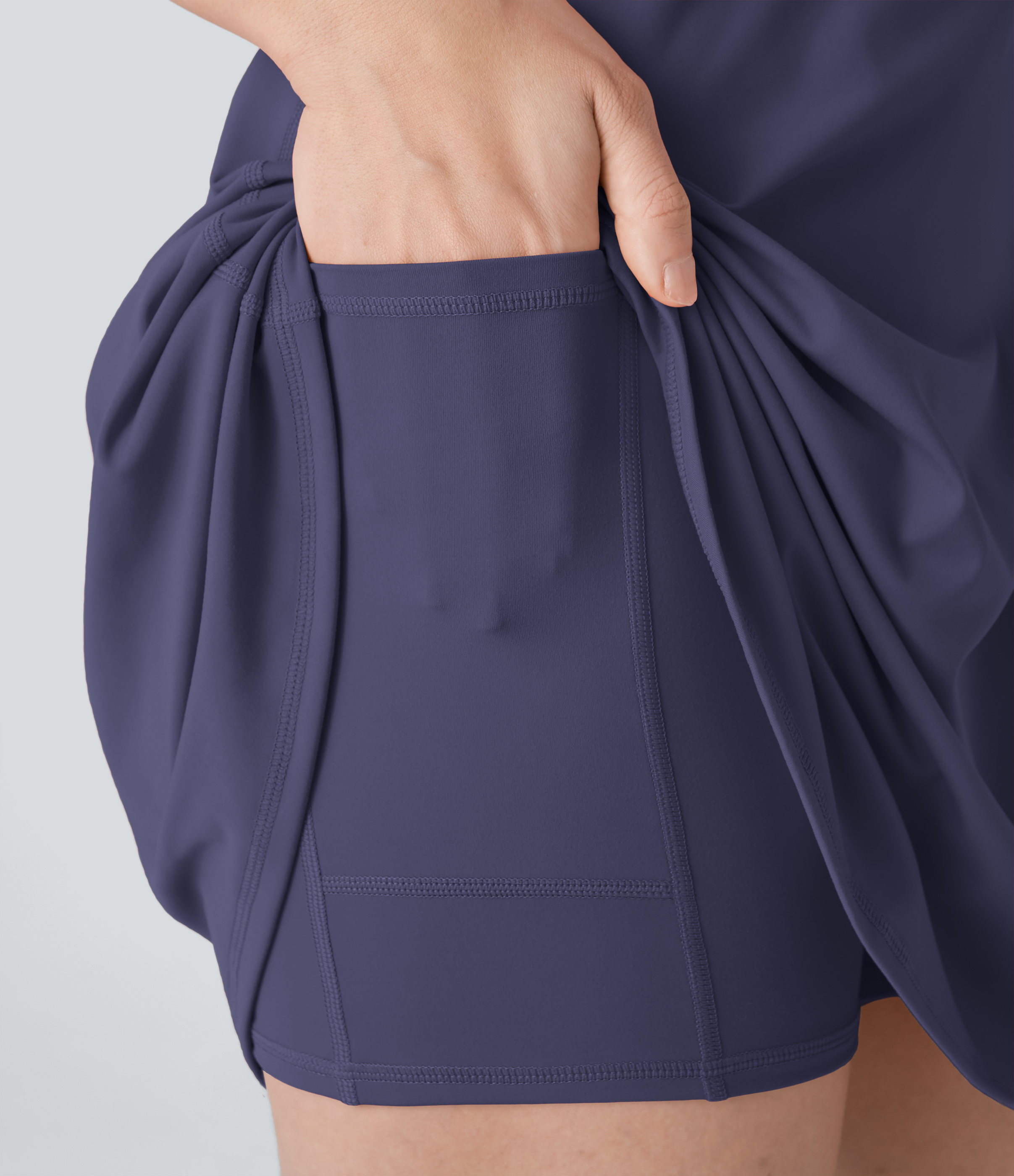 Halara Softlyzeroв„ў Plush Backless Active Dress-Longer Length-Easy Peezy Edition Workout Dress - Peacoat - S(Long) 