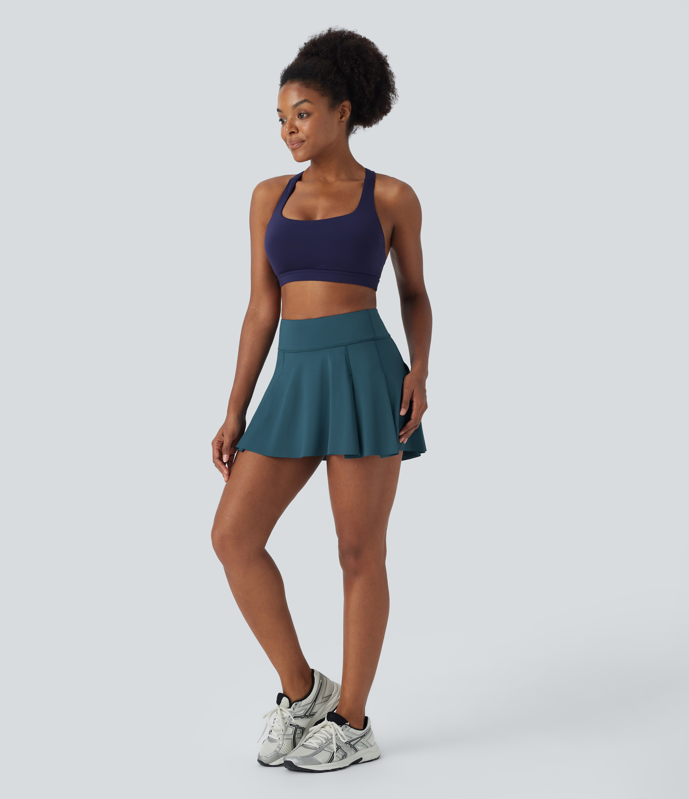 Halara High Waisted 2-in-1 Side Pocket Pleated Quick Dry Micro Mini Tennis Skirt  - Dragonfly - XS(regular) midi skirt a line skirt 