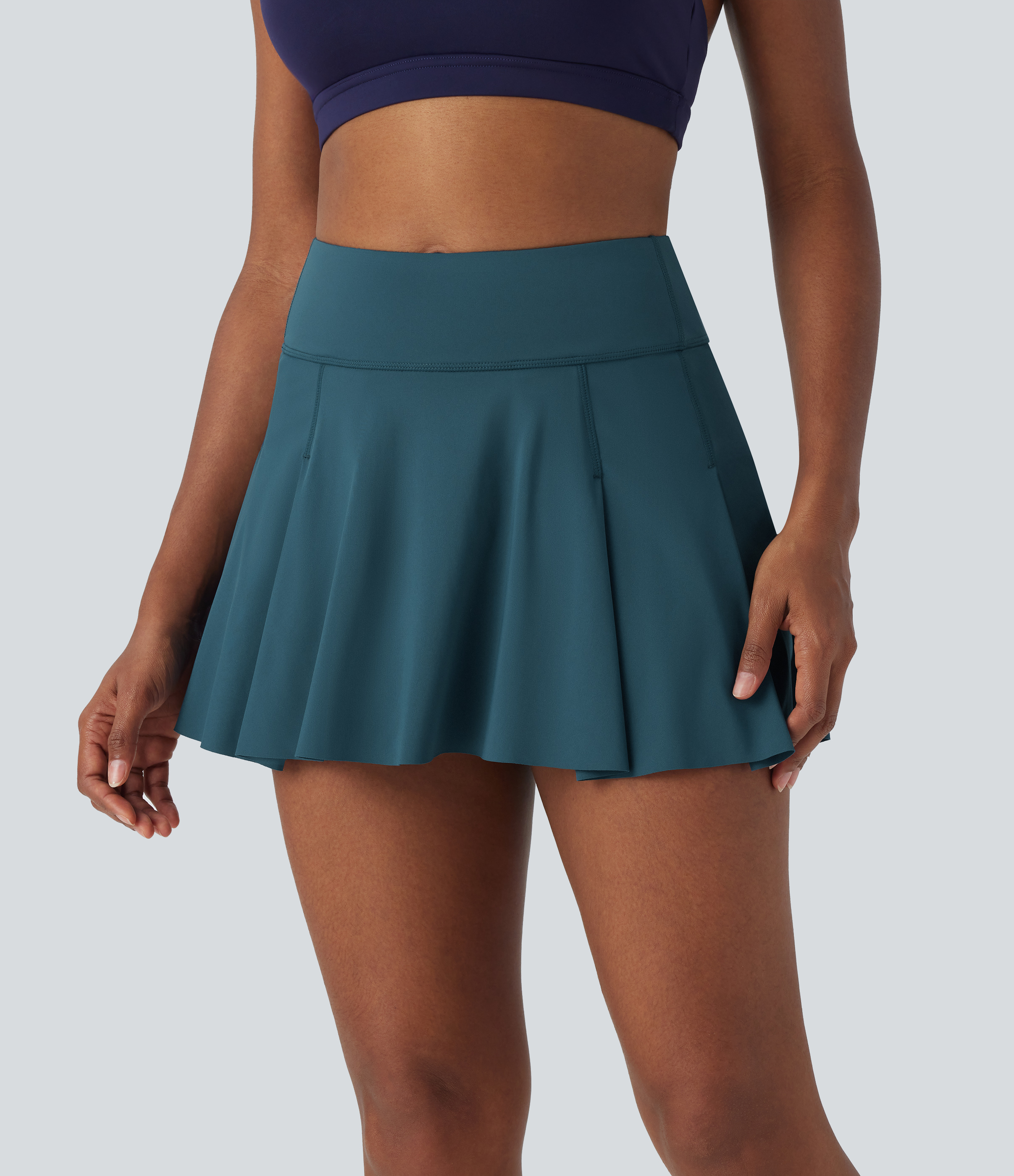 Halara High Waisted 2-in-1 Side Pocket Pleated Quick Dry Micro Mini Tennis Skirt  - Dragonfly - XS(regular) midi skirt a line skirt 