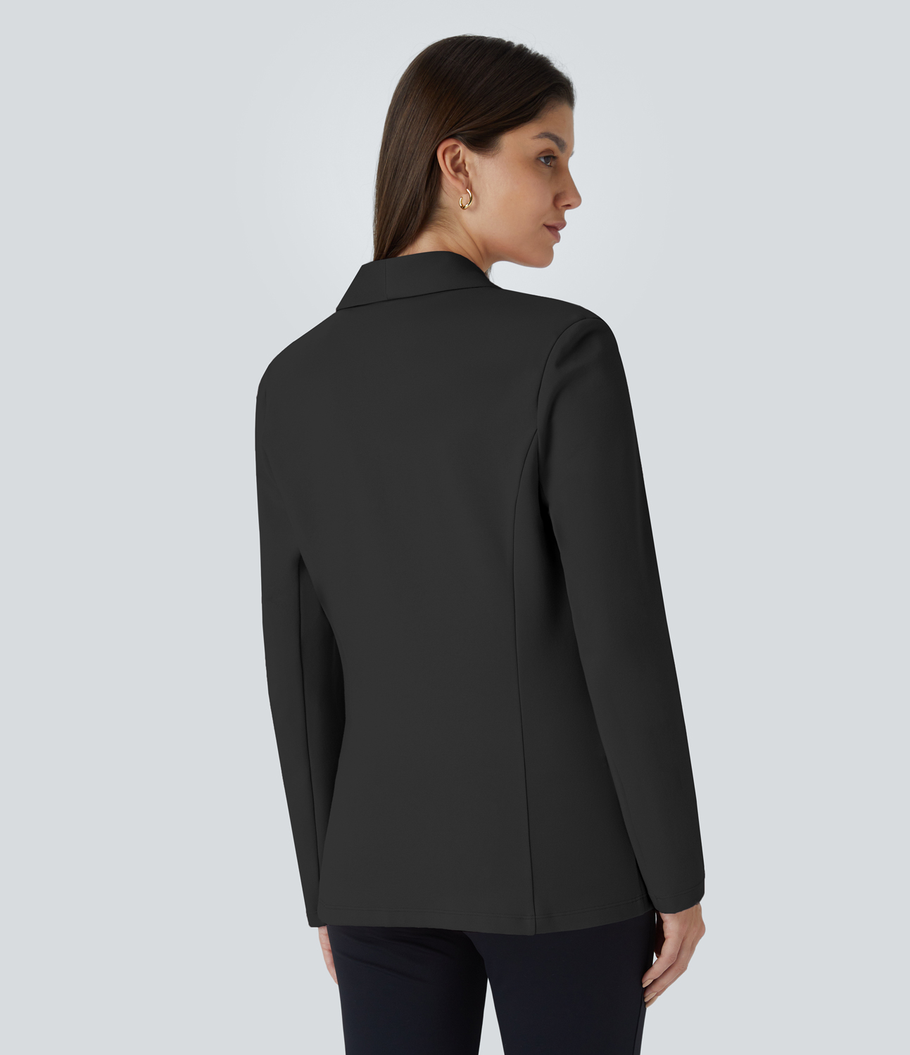 Halara Shawl Collar Single Button Front Pocket Work Blazer  - Black - XL 