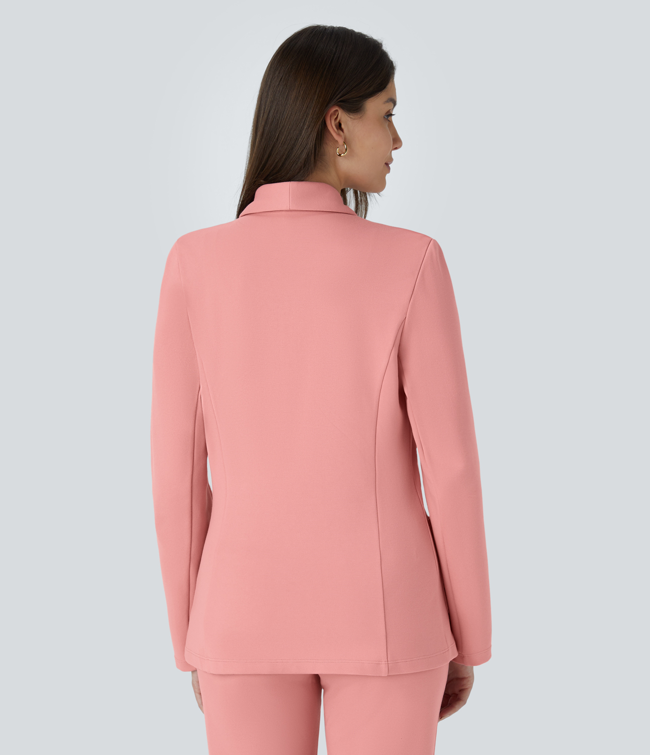 Halara Shawl Collar Single Button Front Pocket Work Blazer  - Peach Blossom Pink - XL 