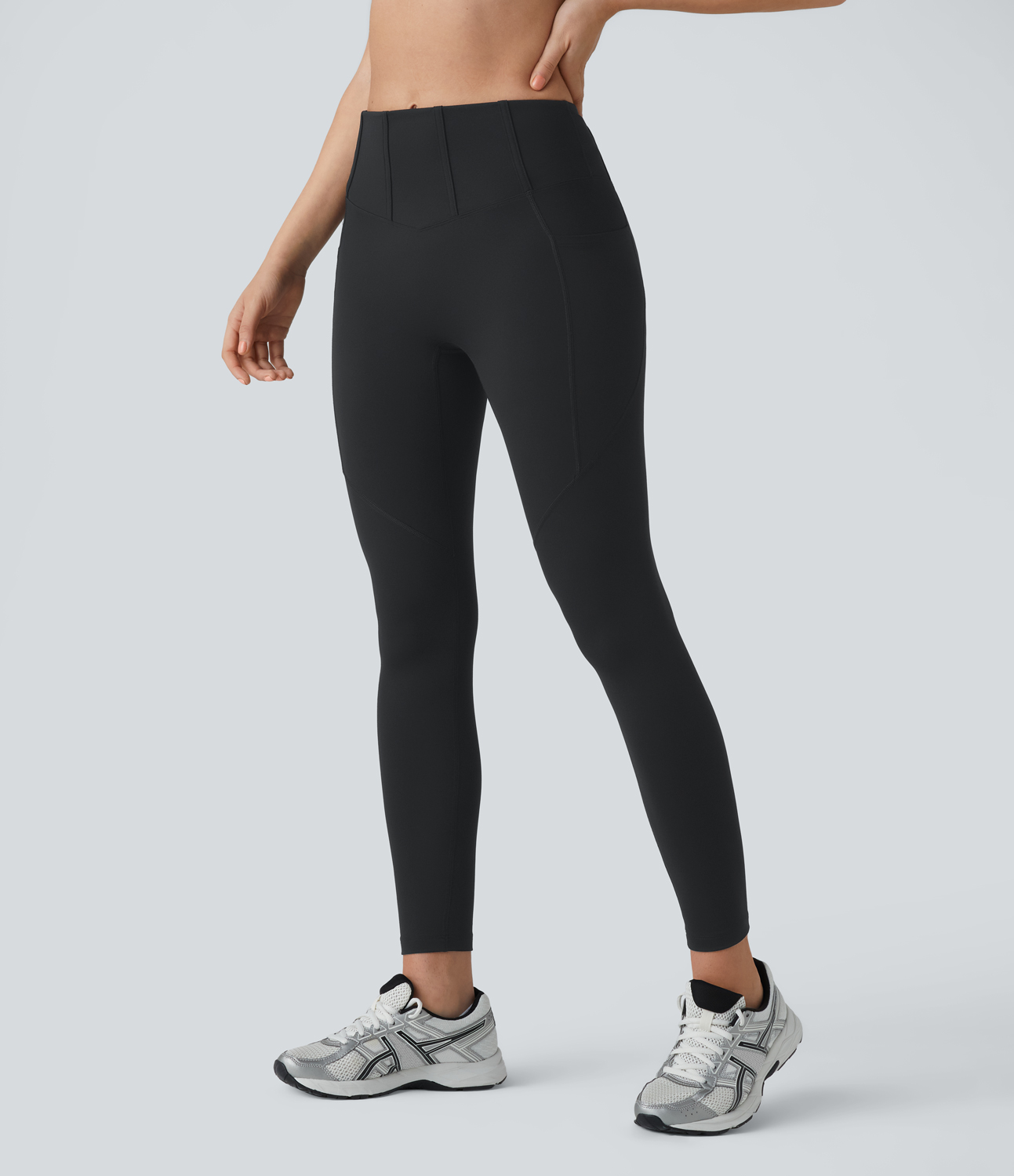 Halara High Waisted Side Pocket 7/8 Yoga Leggings  - Black - XS gym leggings leggings with pockets leggings with butt lift 