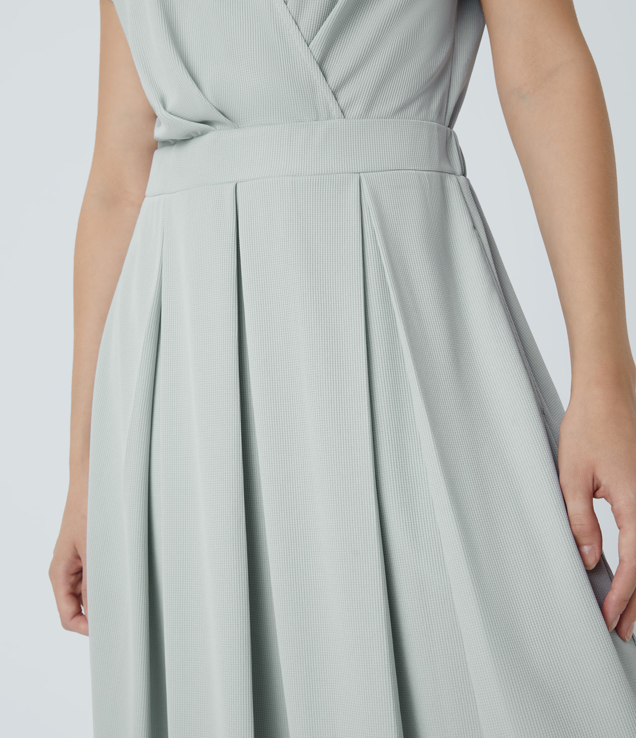 

Halara V Neck Short Sleeve Plicated Side Pocket Flowy Waffle Maxi Casual Dress Casual Dress - Frost Clear Haze -  slip dress beach dress