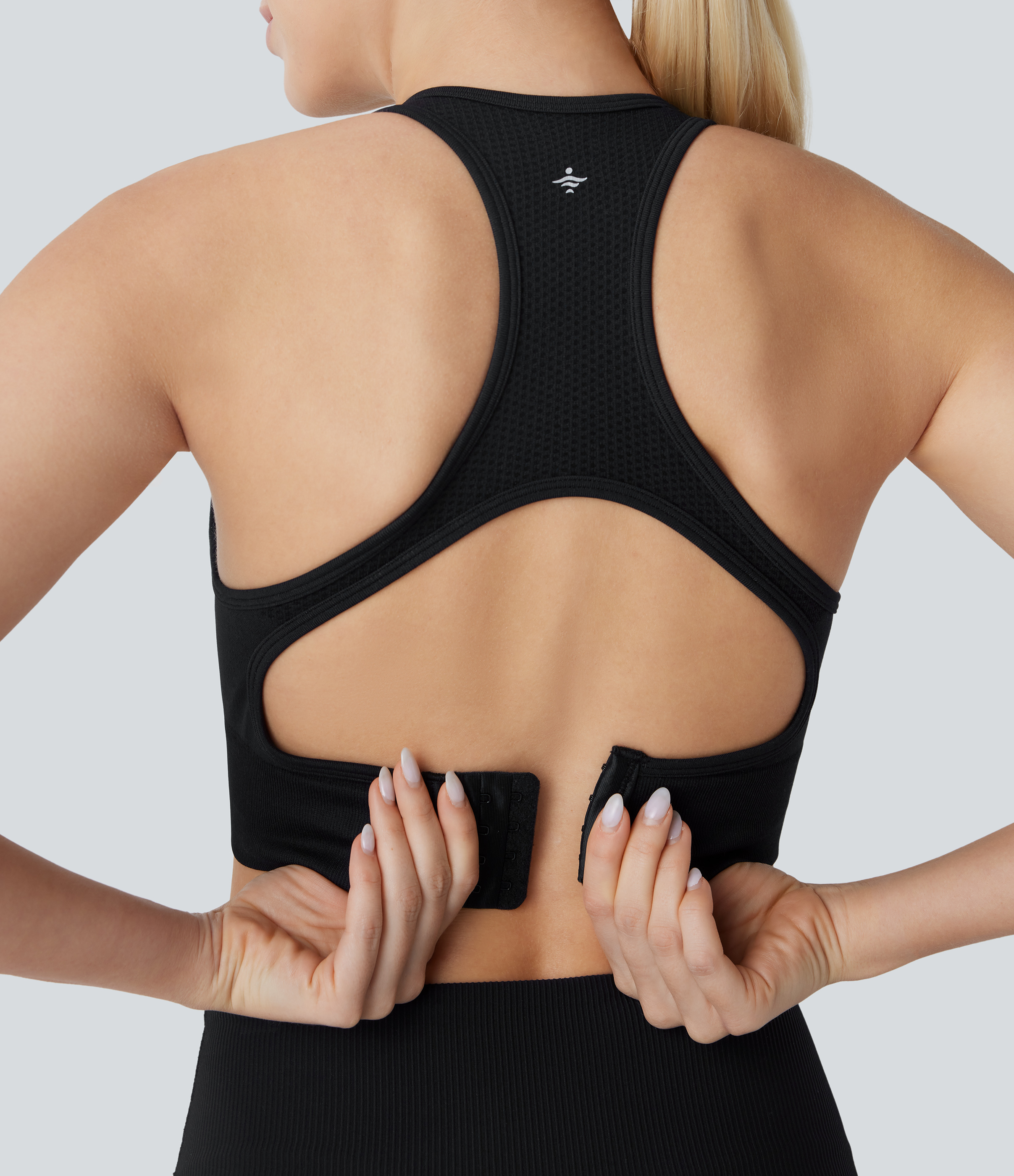 Halara Seamless Flow Square Neck Racerback Adjustable Buckle Skinny Cropped Workout Tank Top Tank Top - Black - S golf tops halter top 