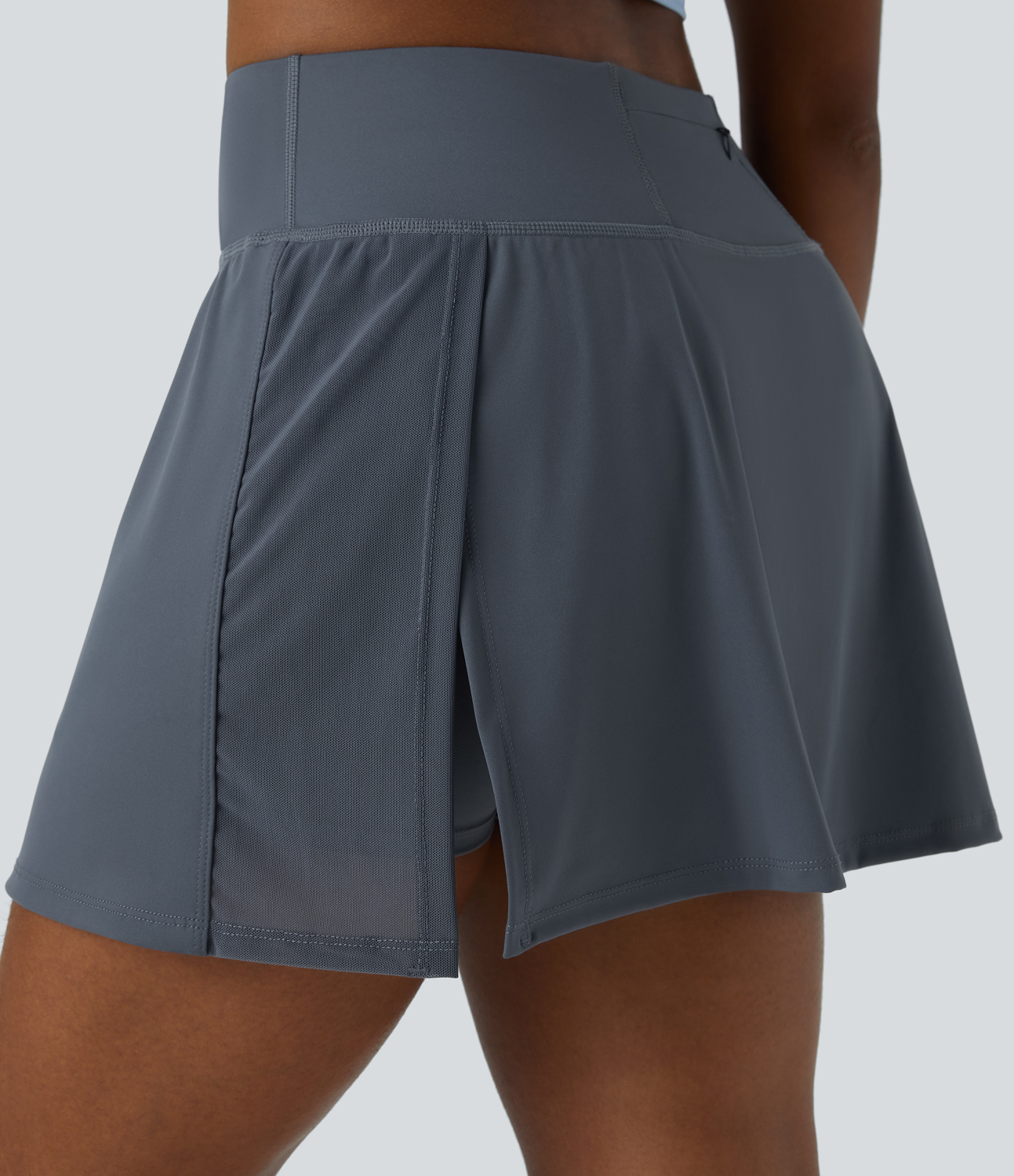 Halara High Waisted 2-in-1 Back & Side Pocket Tennis Skirt  - Stormy Weather - XS midi skirt a line skirt golfing skirt pleated tennis skirt 