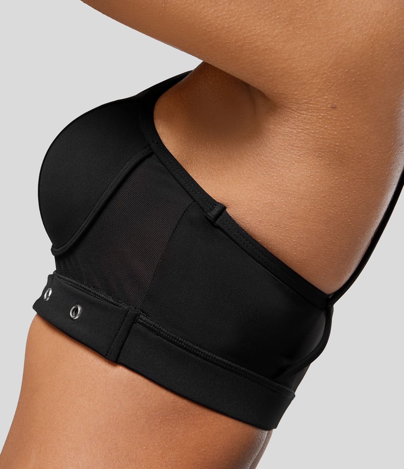 Halara Softlyzeroв„ў Airy Low Support Halter Backless Contrast Mesh Garment Eyelets Cropped Cool Touch Casual Sports Bra  - Black - XL 