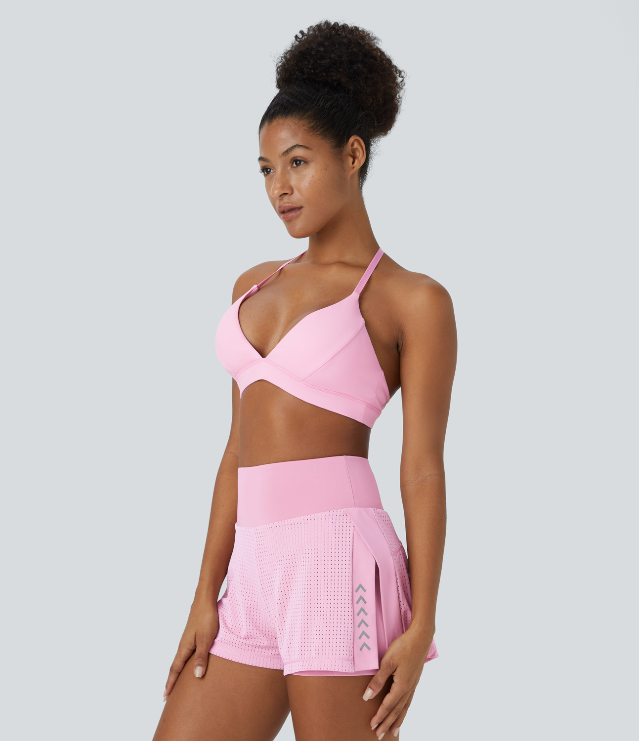 Halara Softlyzeroв„ў Airy Low Support Deep V Neck Backless Removable Strap Cool Touch Casual Sports Bra  - Nosegay - S push up bra 