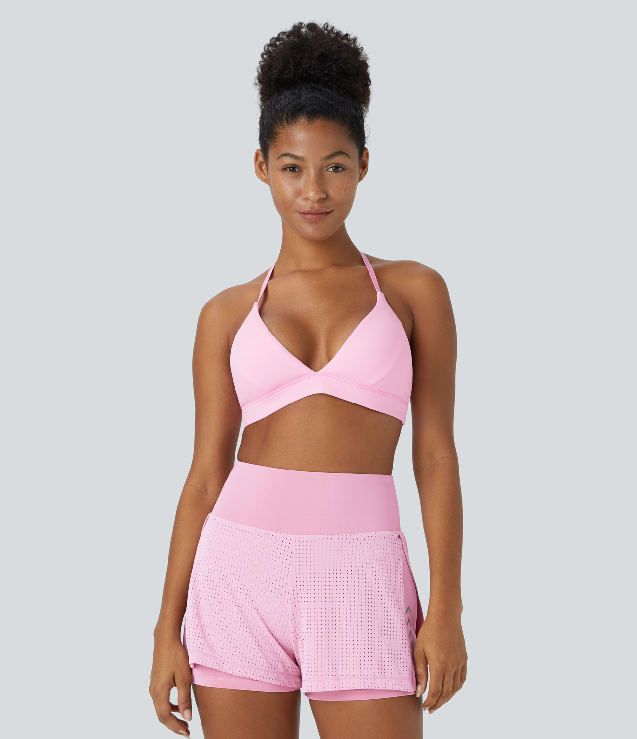 Halara Softlyzeroв„ў Airy Low Support Deep V Neck Backless Removable Strap Cool Touch Casual Sports Bra  - Nosegay - S push up bra 