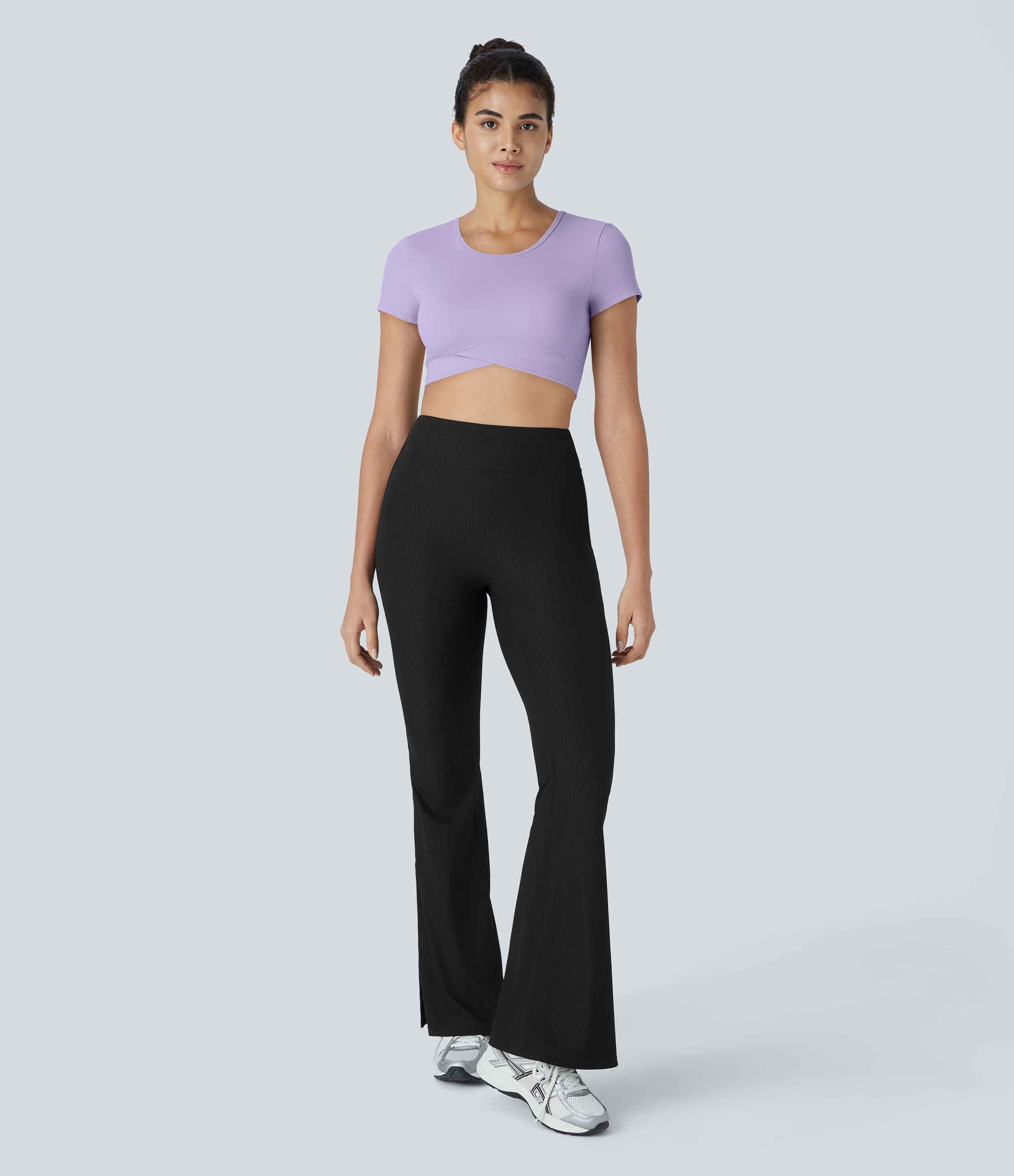 Halara In My Feels Cloudfulв„ў Fabric Crossover Hem Cropped Sports Top  - Lavender - L 