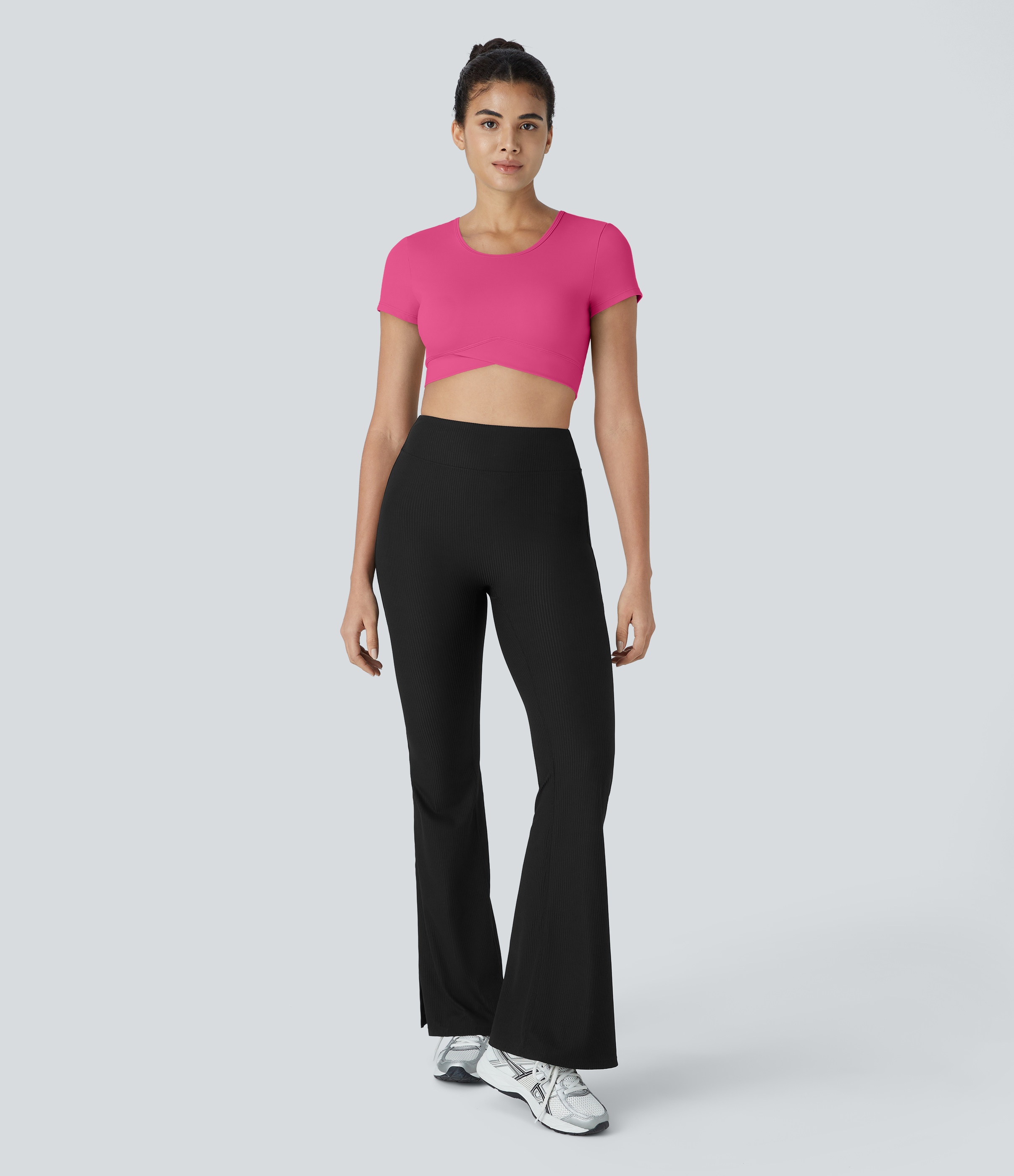 Halara In My Feels Cloudfulв„ў Fabric Crossover Hem Cropped Sports Top  - Fuchsia Purple - XS 