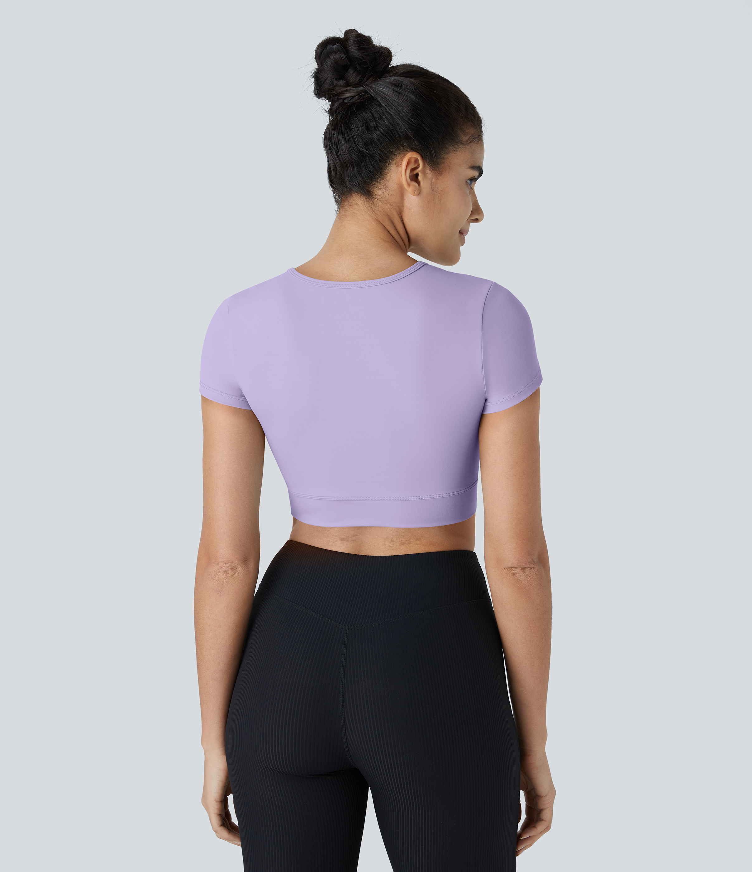 Halara In My Feels Cloudfulв„ў Fabric Crossover Hem Cropped Sports Top  - Lavender - L 