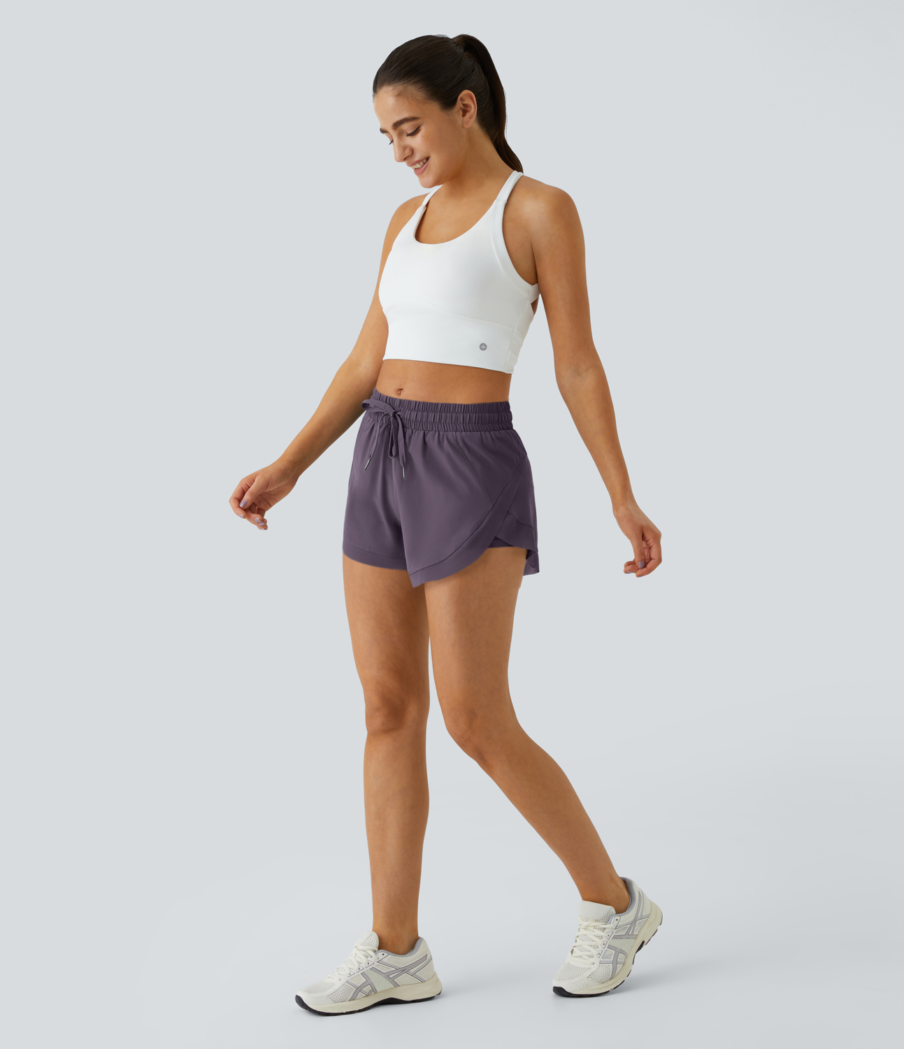 Halara Drawstring Contrast Flowy Mesh 2-in-1 Shorts Gym Short - Navy Cosmos - XS booty shorts compression shorts yoga shorts 