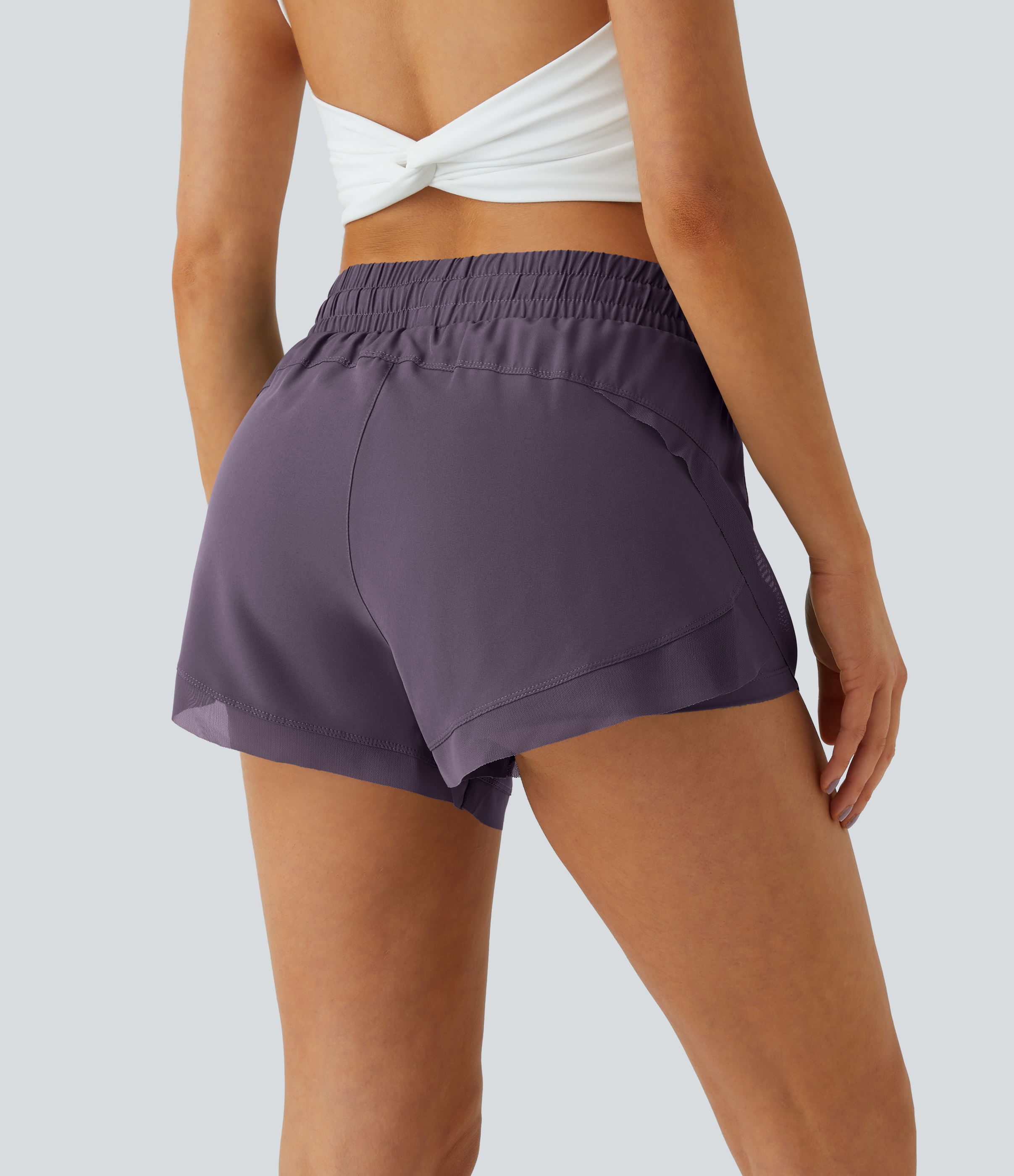 Halara Drawstring Contrast Flowy Mesh 2-in-1 Shorts Gym Short - Navy Cosmos - XS booty shorts compression shorts yoga shorts 