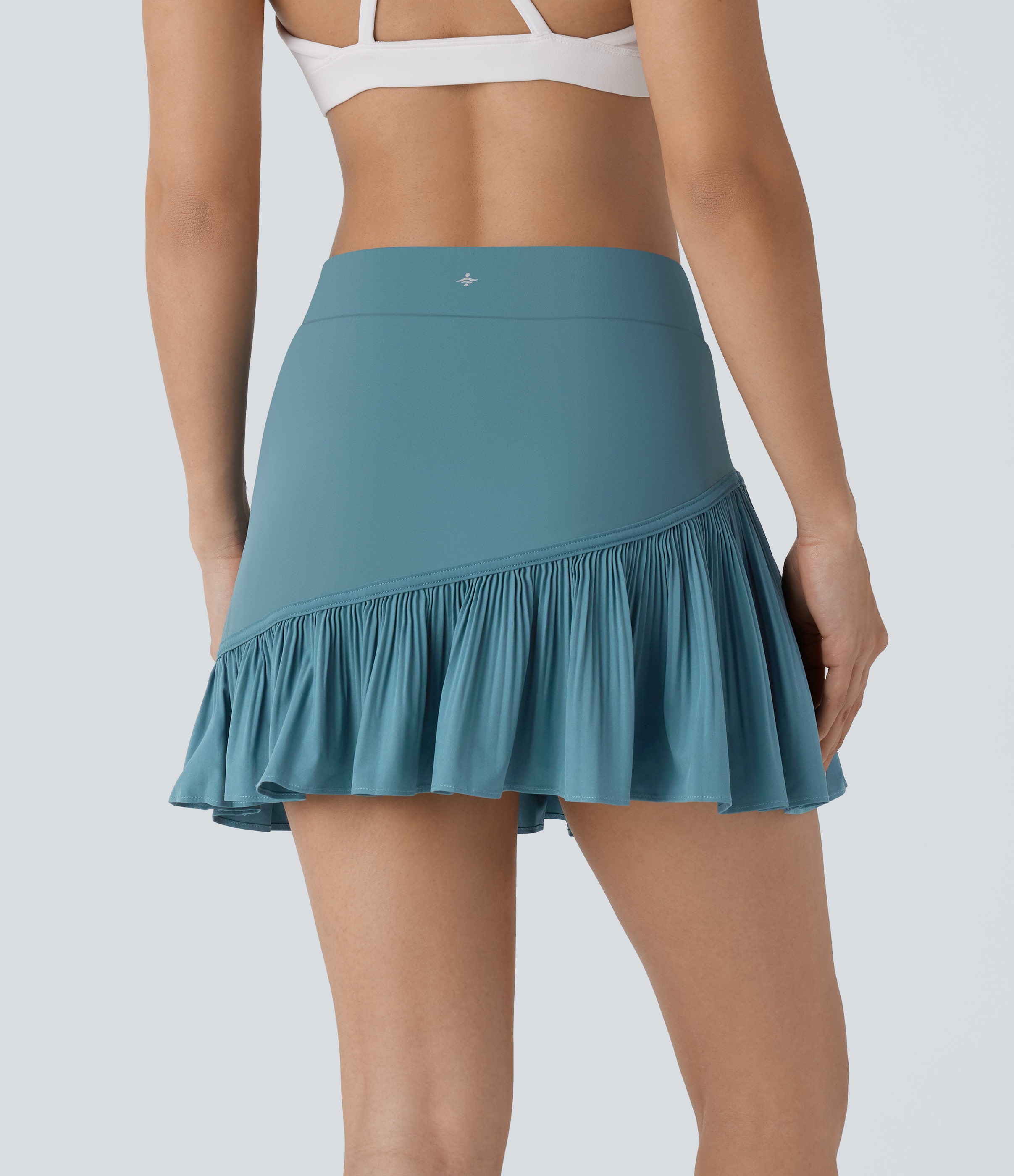 Halara Breezefulв„ў High Waisted 2-in-1 Side Pocket Plisse Mini Quick Dry Pickleball Skirt  - Stone Blue - L(regular) midi skirt a line skirt 