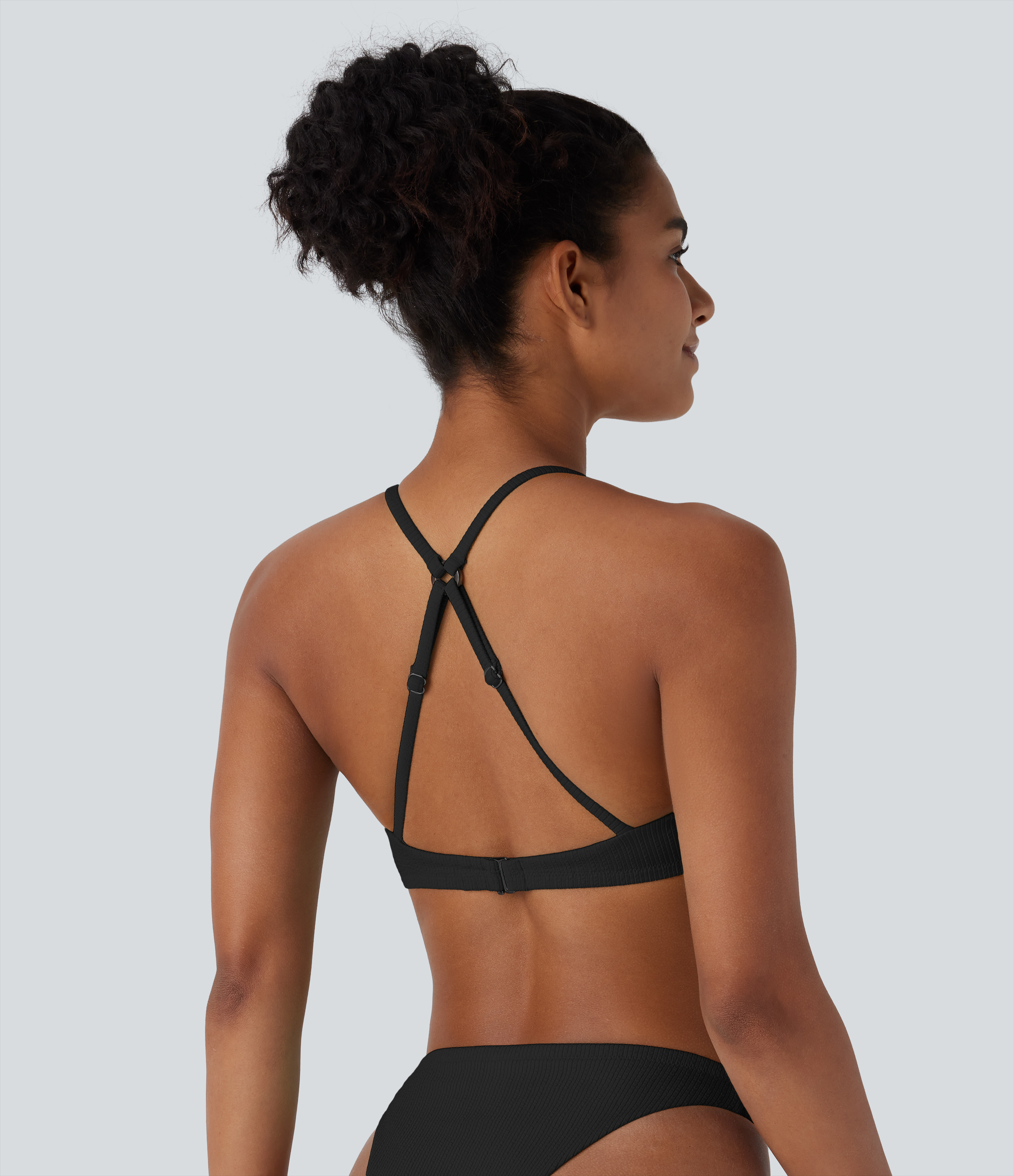 Black Traje baño bikini tirante ajustable sin espalda / 2