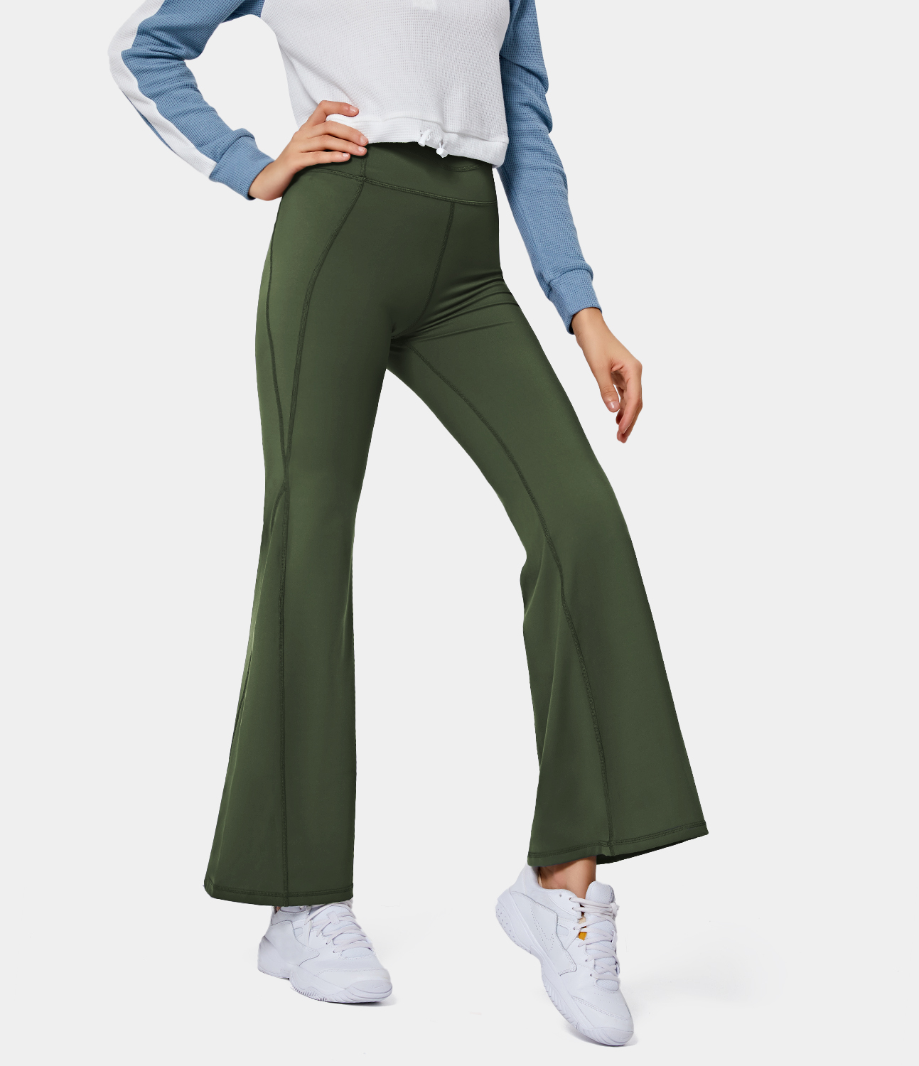 Women's High Waisted Plain Flare Pants HALARA