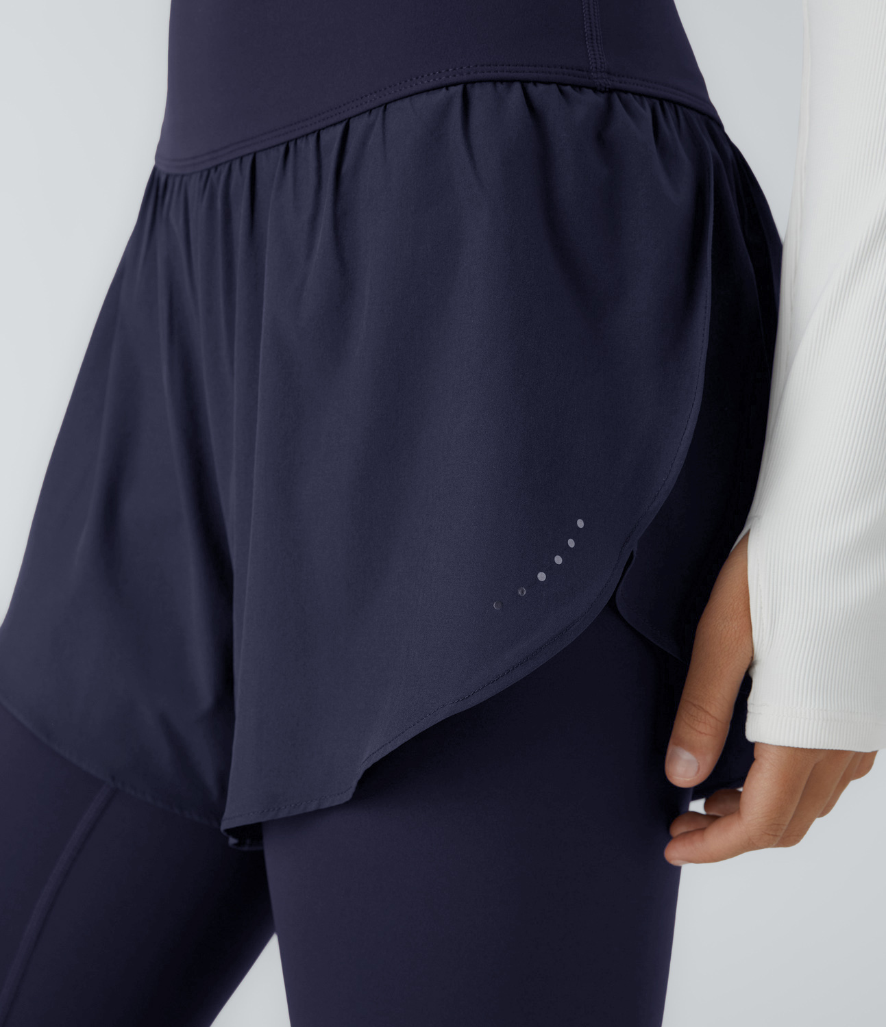 Halara Breezefulв„ў High Waisted Reflective Dots Side Pocket 2-in-1 7/8 Quick Dry Training Leggings  - Peacoat - S(7/8) gym leggings 