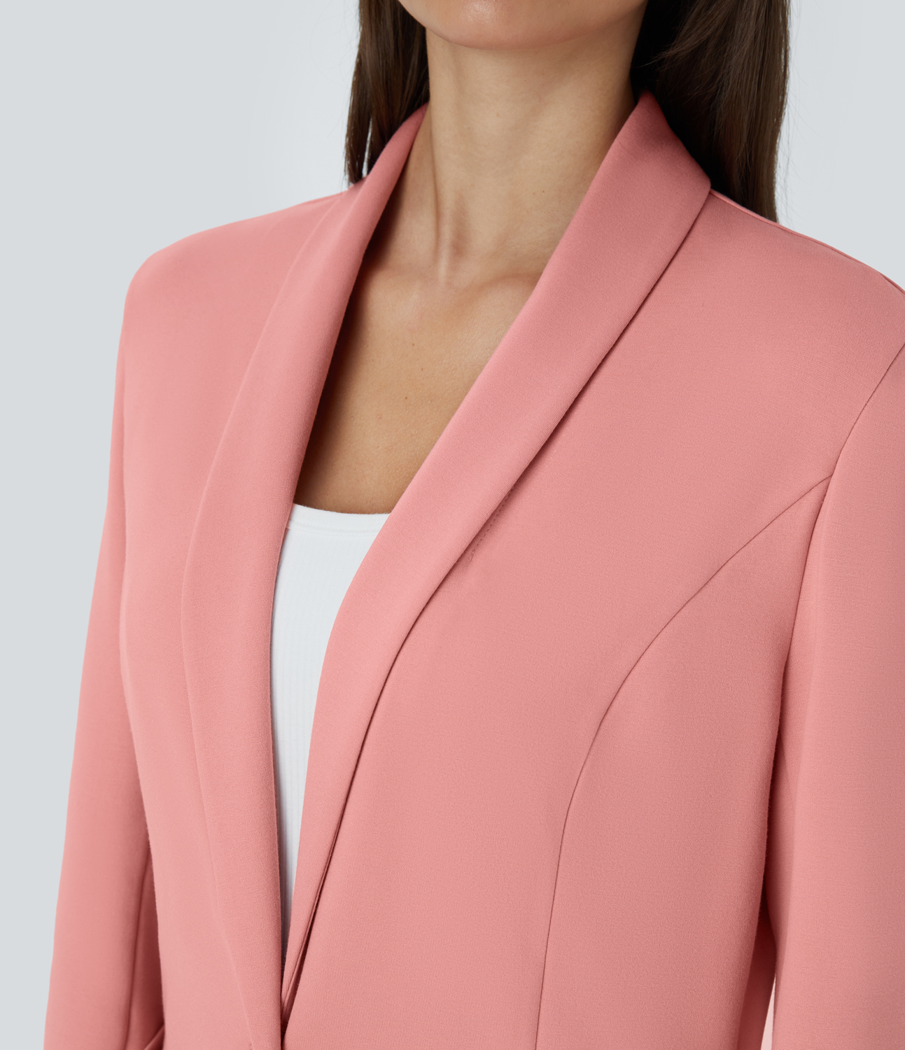 Halara Shawl Collar Single Button Front Pocket Work Blazer  - Peach Blossom Pink - XL 