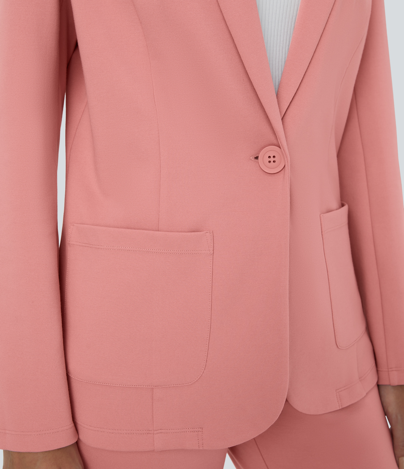 Halara Shawl Collar Single Button Front Pocket Work Blazer  - Peach Blossom Pink - XL 