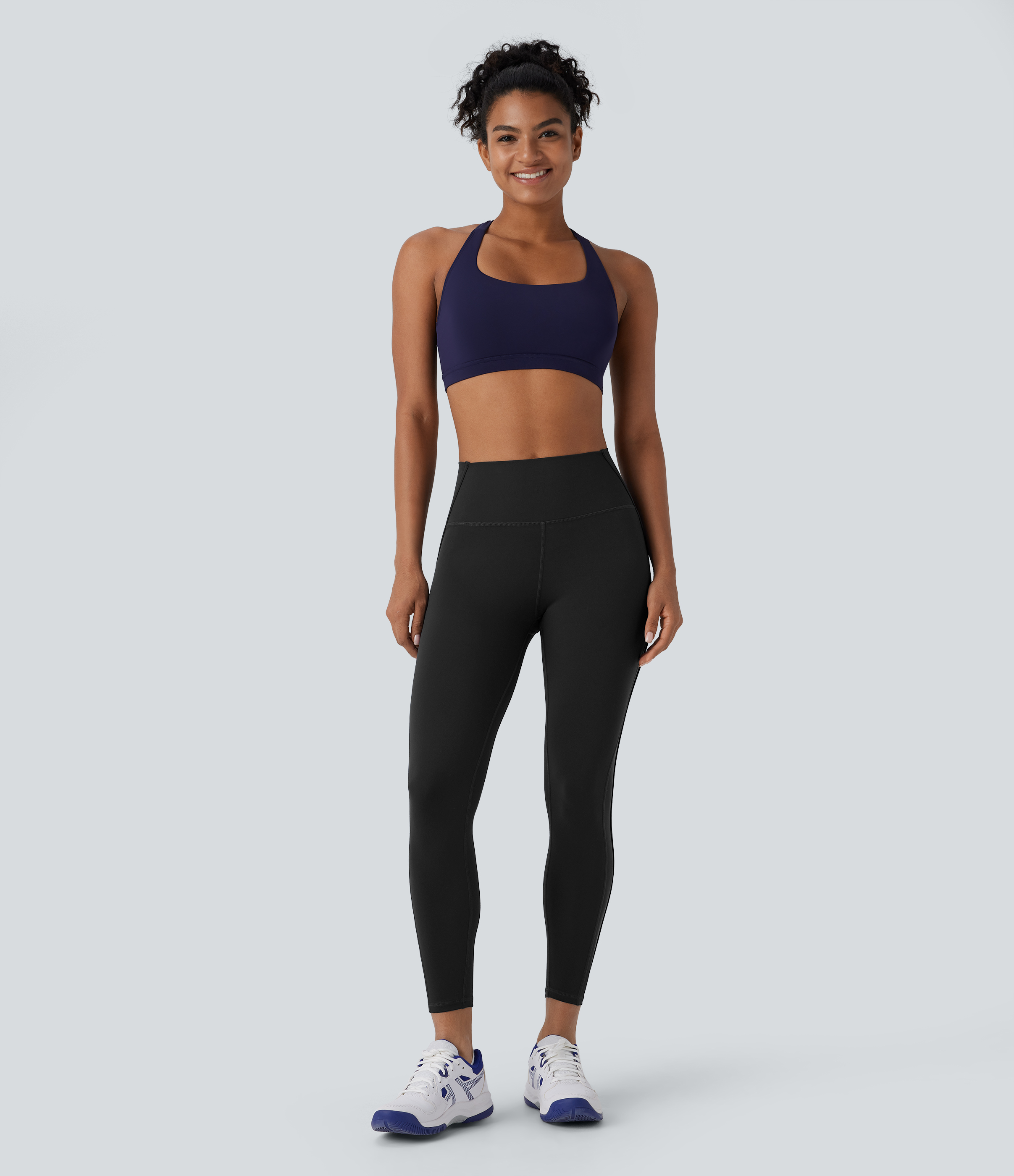 Halara High Waisted Back Pocket Contrast Mesh Pickleball Leggings  - Black - L(regular) gym leggings leggings with pockets 