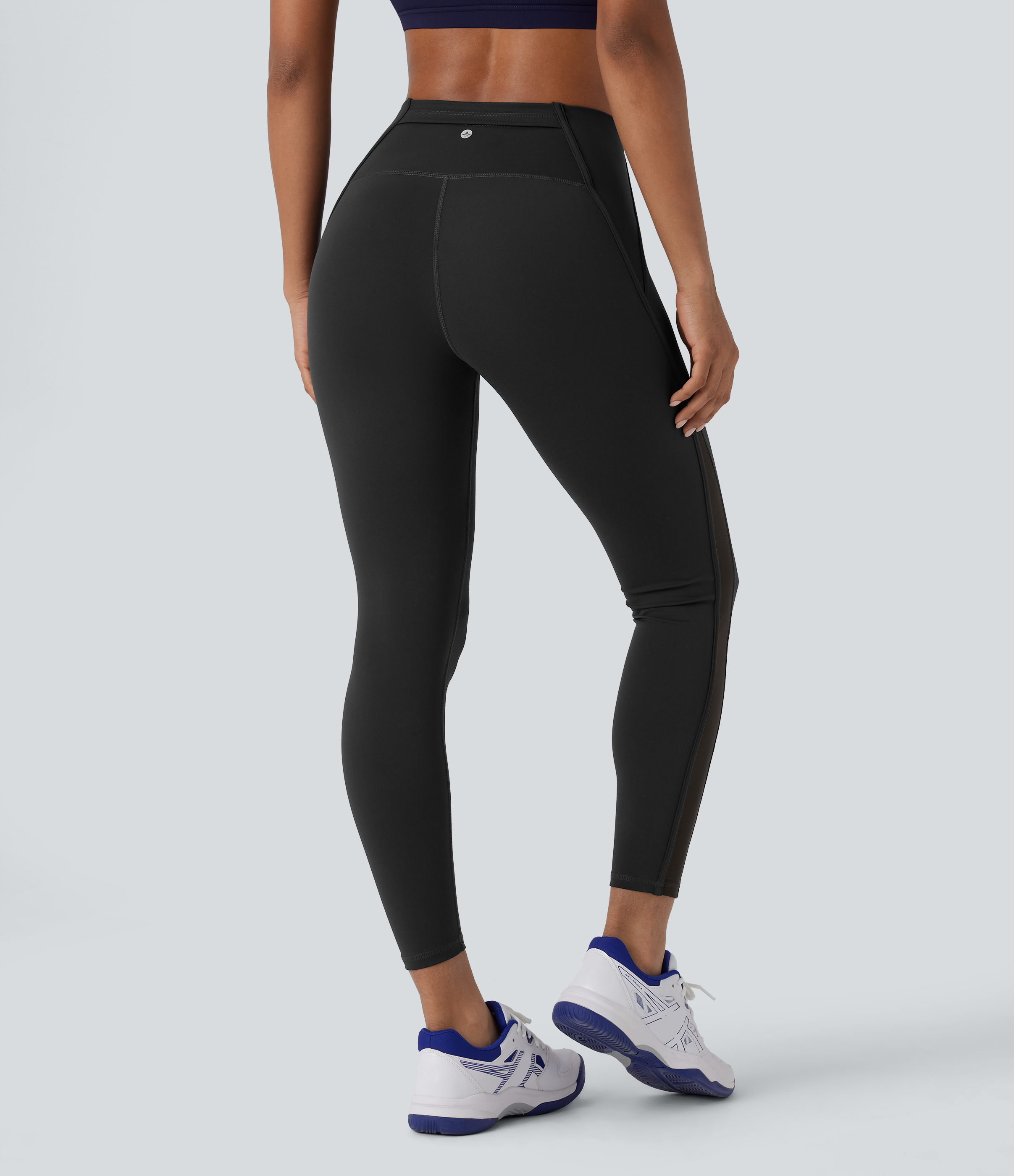 Halara High Waisted Back Pocket Contrast Mesh Pickleball Leggings  - Black - L(regular) gym leggings leggings with pockets 