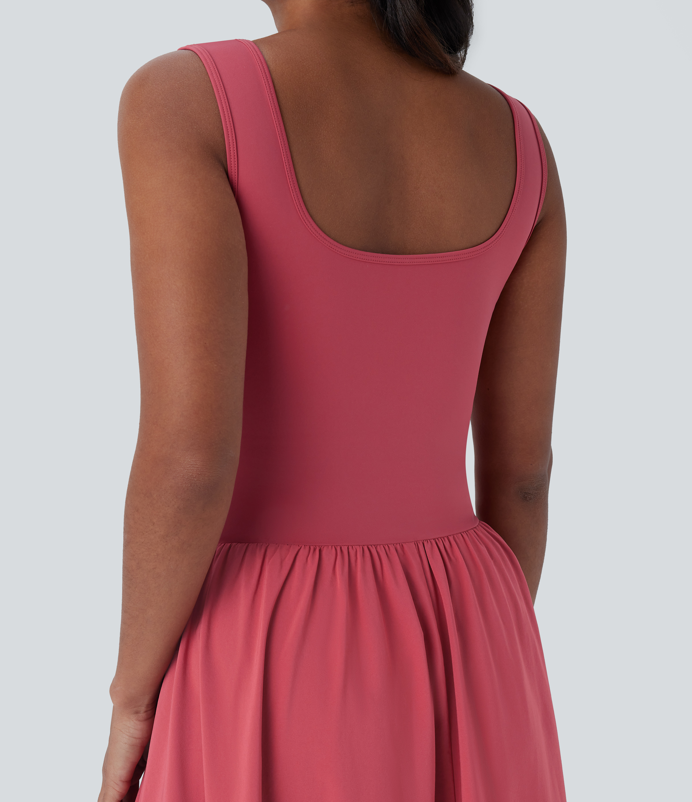 Halara Breezefulв„ў Sleeveless Cut Out Quick Dry Maxi Casual Dress-Front and Back Wearable Casual Dress - Kapok Red - S slip dress beach dress 