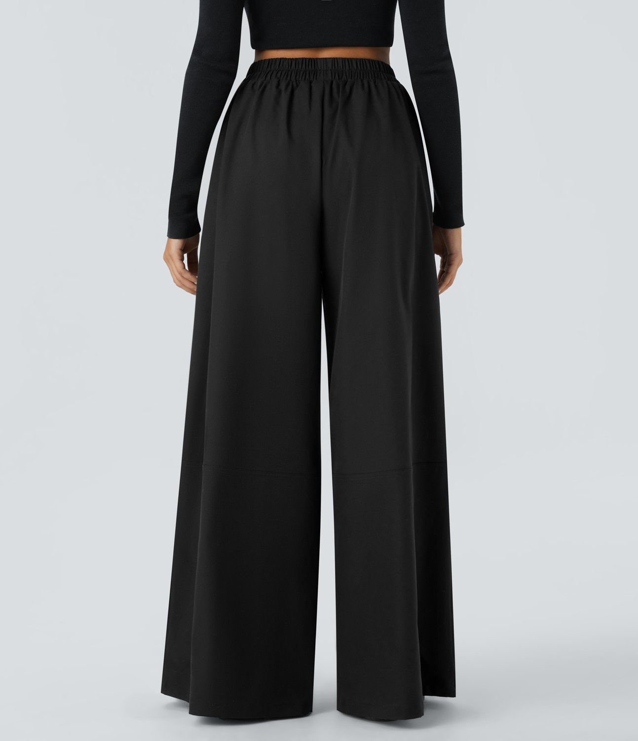 Halara Water Repellent Wear-Resistant High Waisted Side Pocket Wide Leg Mop Casual Pants  - Black - M(regular) sweatpants jogger pants 
