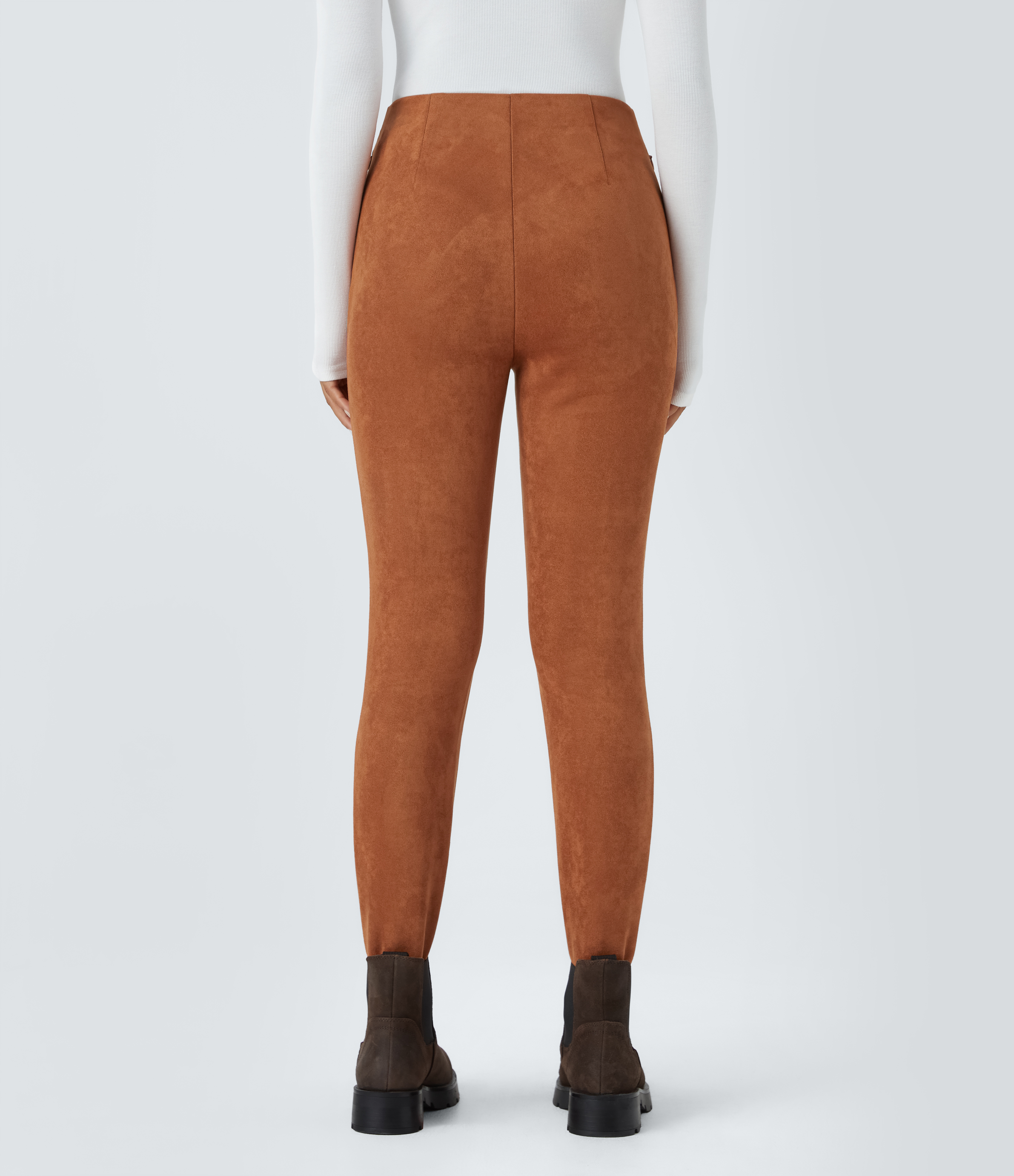Halara High Waisted Side Zipper Pocket Slim Suede Work Pants  - Autumnal - XS(regular) sweatpants jogger pants stacked sweatpants 