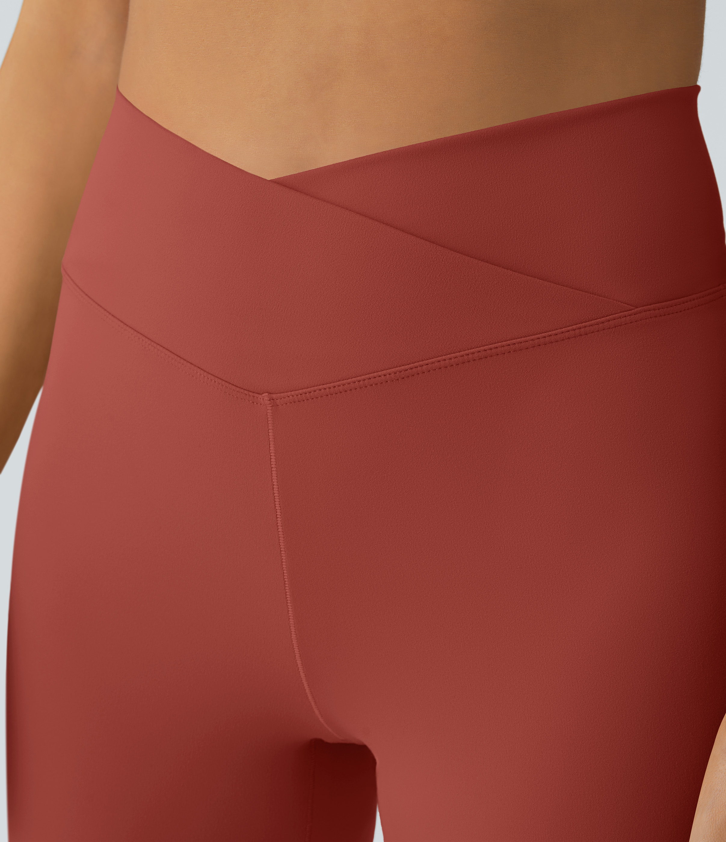 Halara Crossover High Waisted Back Pocket Super Flare Leggings  - Rooibos Tea - S(petite) gym leggings leggings with pockets 