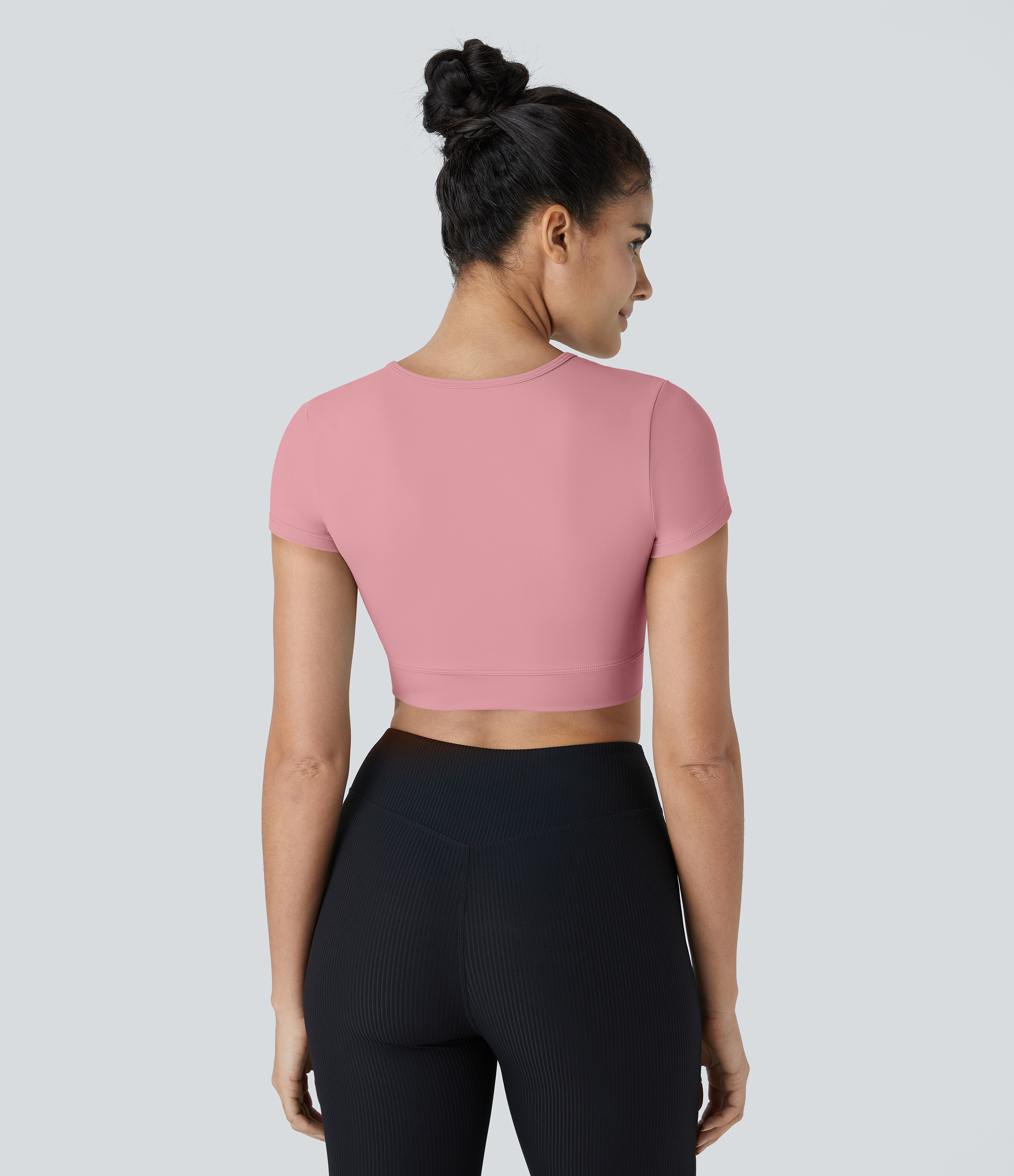 Halara In My Feels Cloudfulв„ў Fabric Crossover Hem Cropped Sports Top  - Lemonade Pink - M 